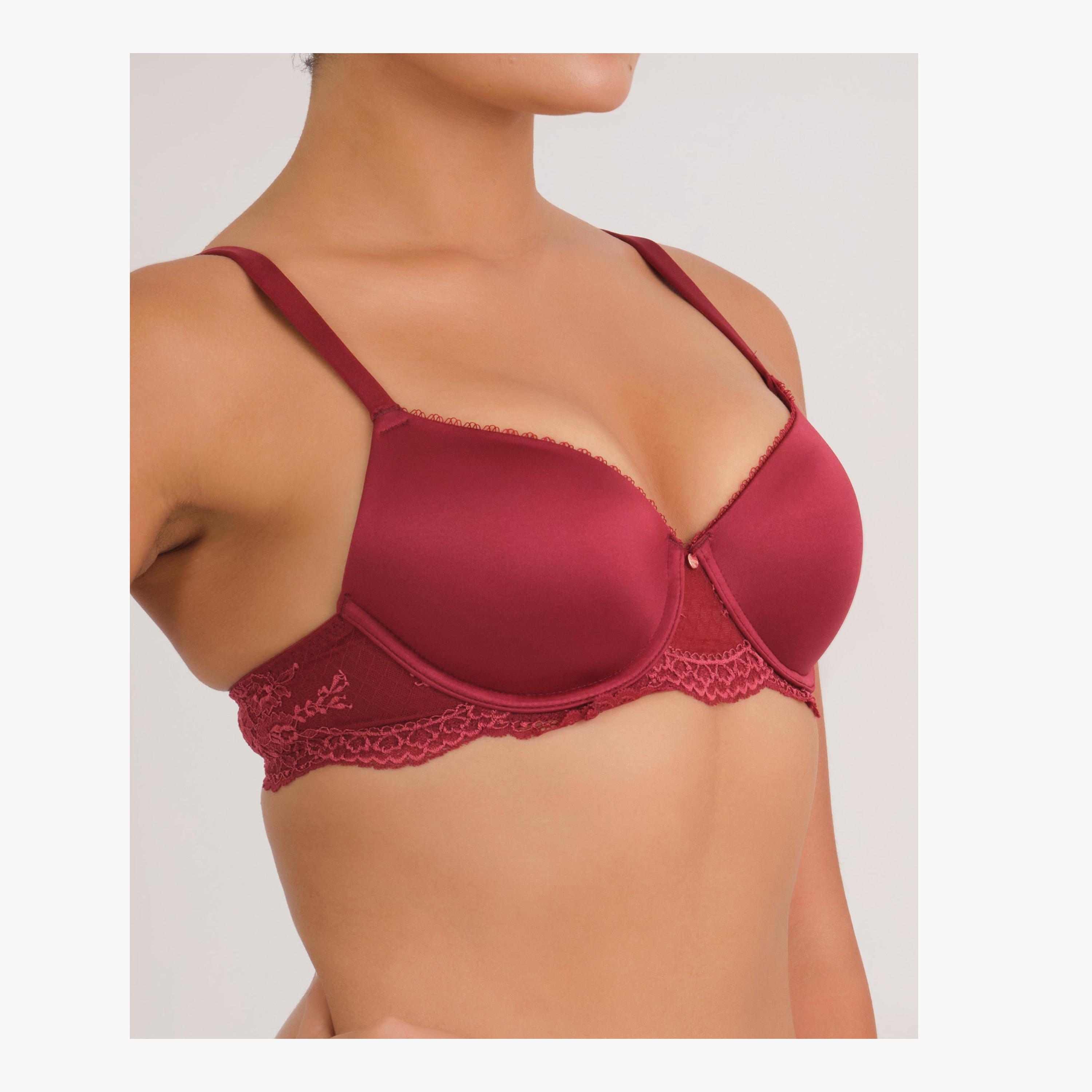 La Senza Micro Sexy Red Lace Wired Medium Support Lightly Lined Women's T-Shirt Bra-women-clothing-lingerie-bras-image-2