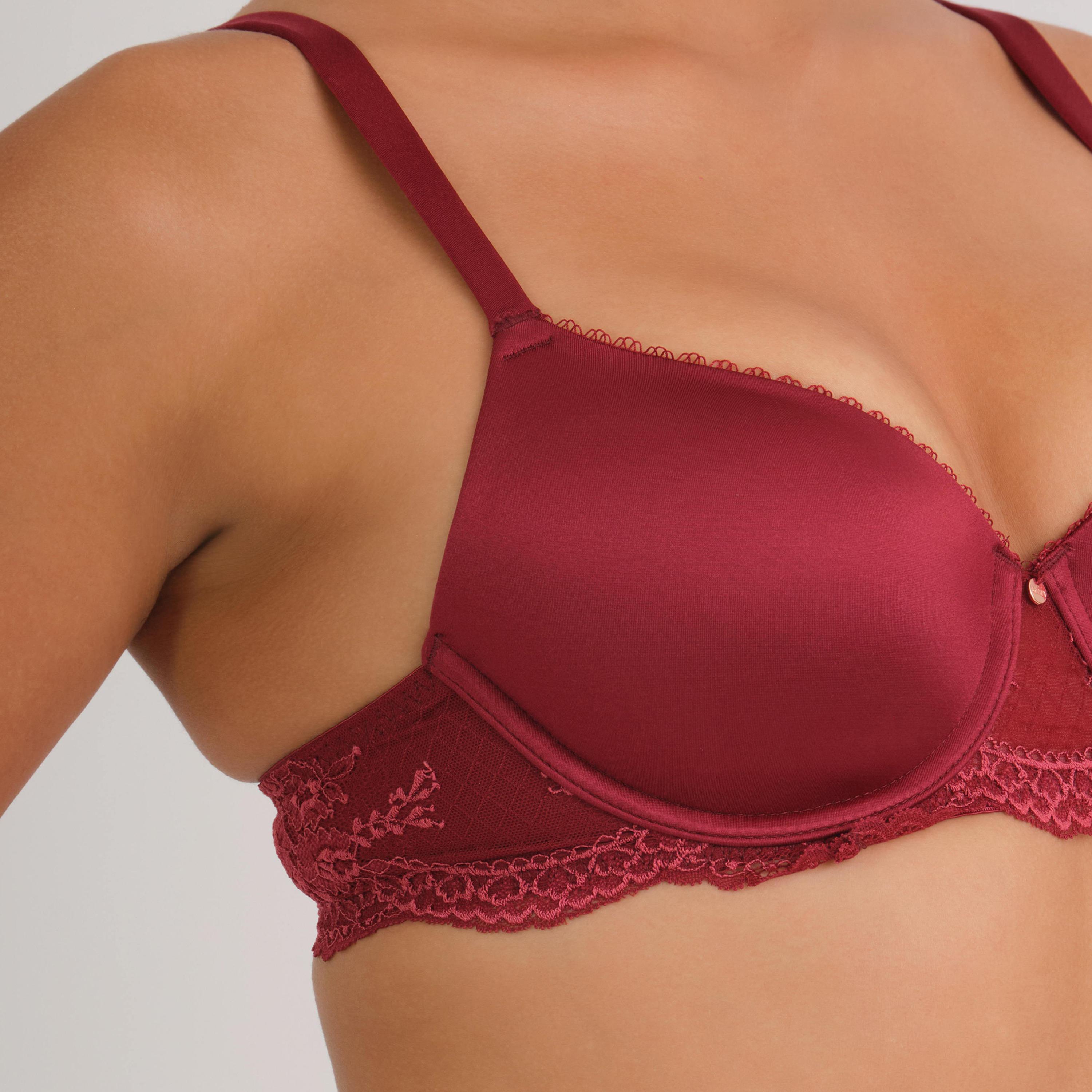 La Senza Micro Sexy Red Lace Wired Medium Support Lightly Lined Women's T-Shirt Bra-women-clothing-lingerie-bras-image-4