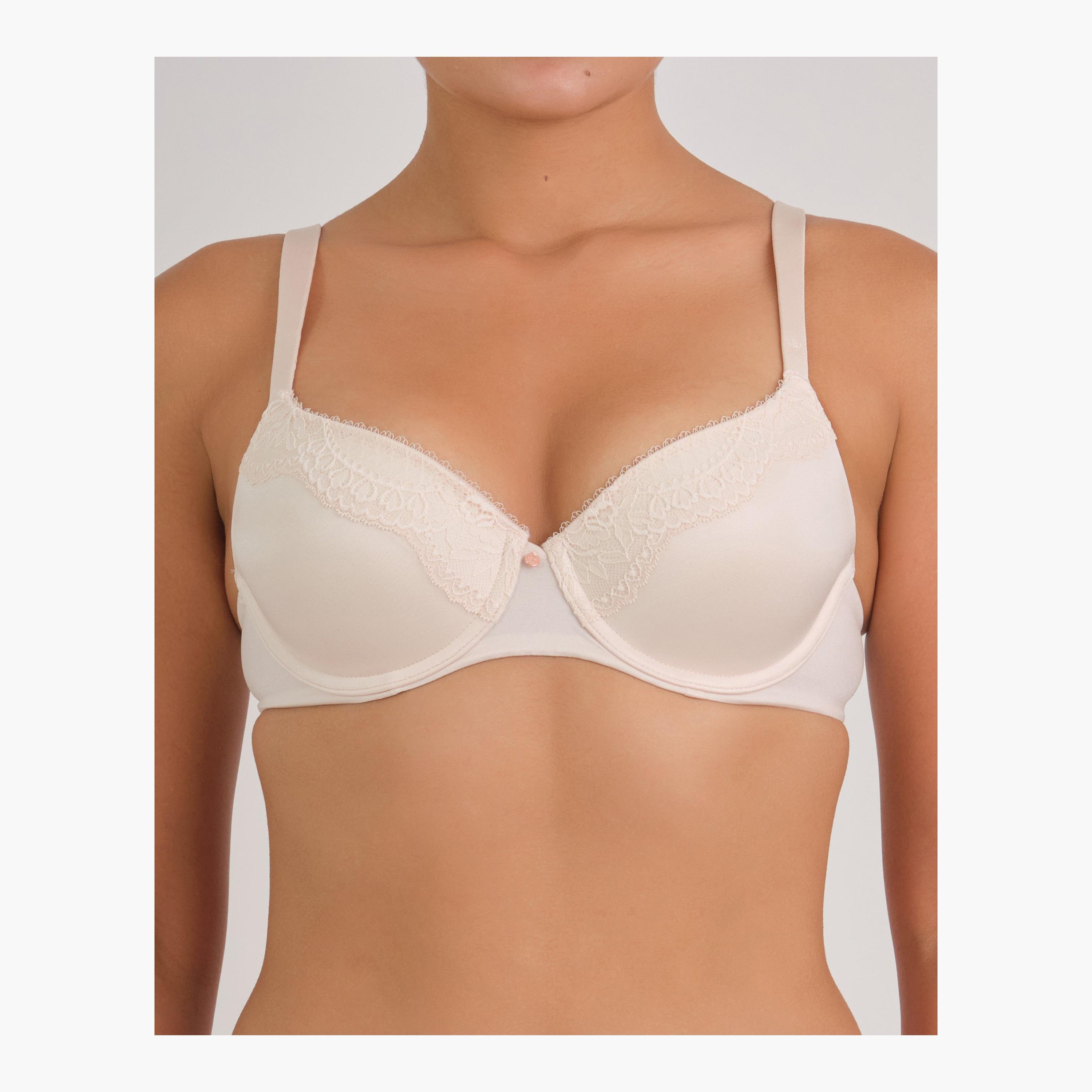 La Senza Micro Sexy White Lace Wired Medium Support Lightly Lined Women's T-Shirt Bra-women-clothing-lingerie-bras-image-1