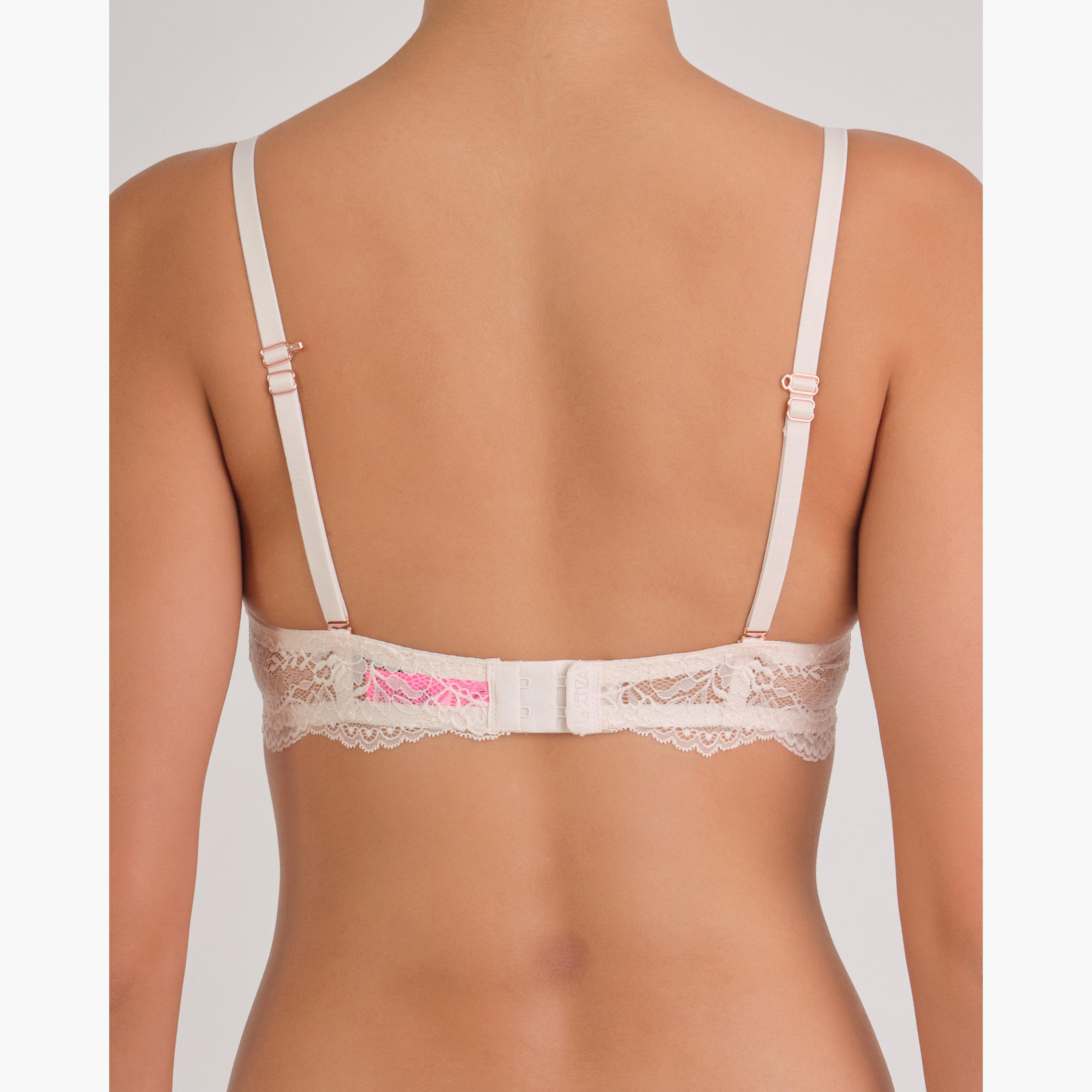 La Senza Sexy Ivory Lace Wired High Support Padded Women's Double Push-Up Plunge Bra-women-clothing-lingerie-bras-image-4