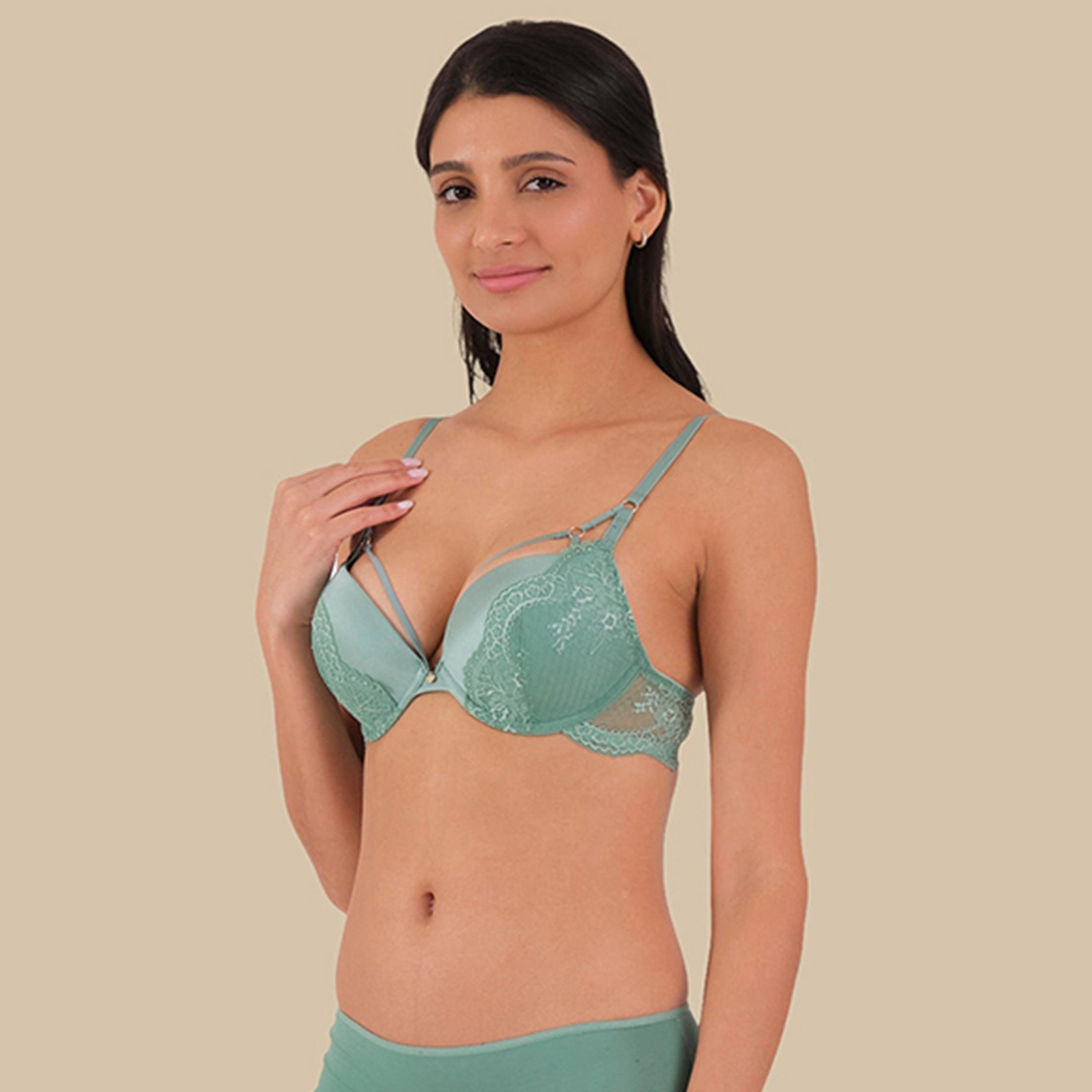 La Senza Bondage Sling Hello Sugar Green Lace Wired High Support Double Push Up Women's Plunge Bra-women-clothing-lingerie-bras-image-4