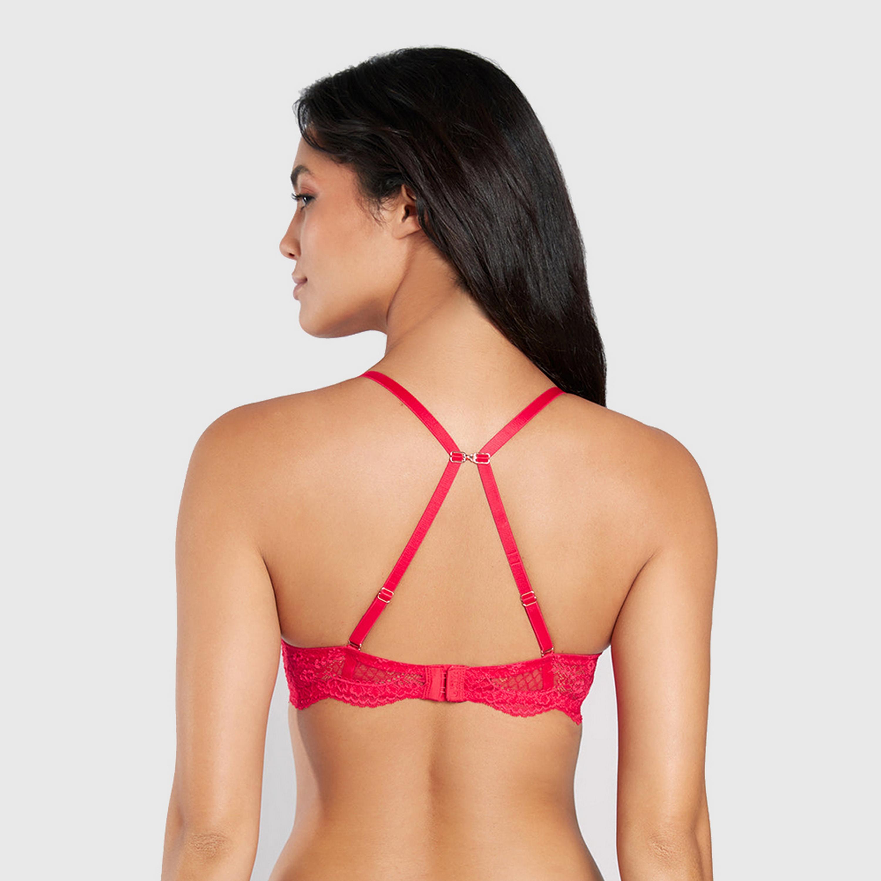 حمالة صدر نسائية دبل بوش أب بأسلاك وداعمة عالية ومبطنة، أحمر جذاب من لا سنزا-women-clothing-lingerie-bras-image-3