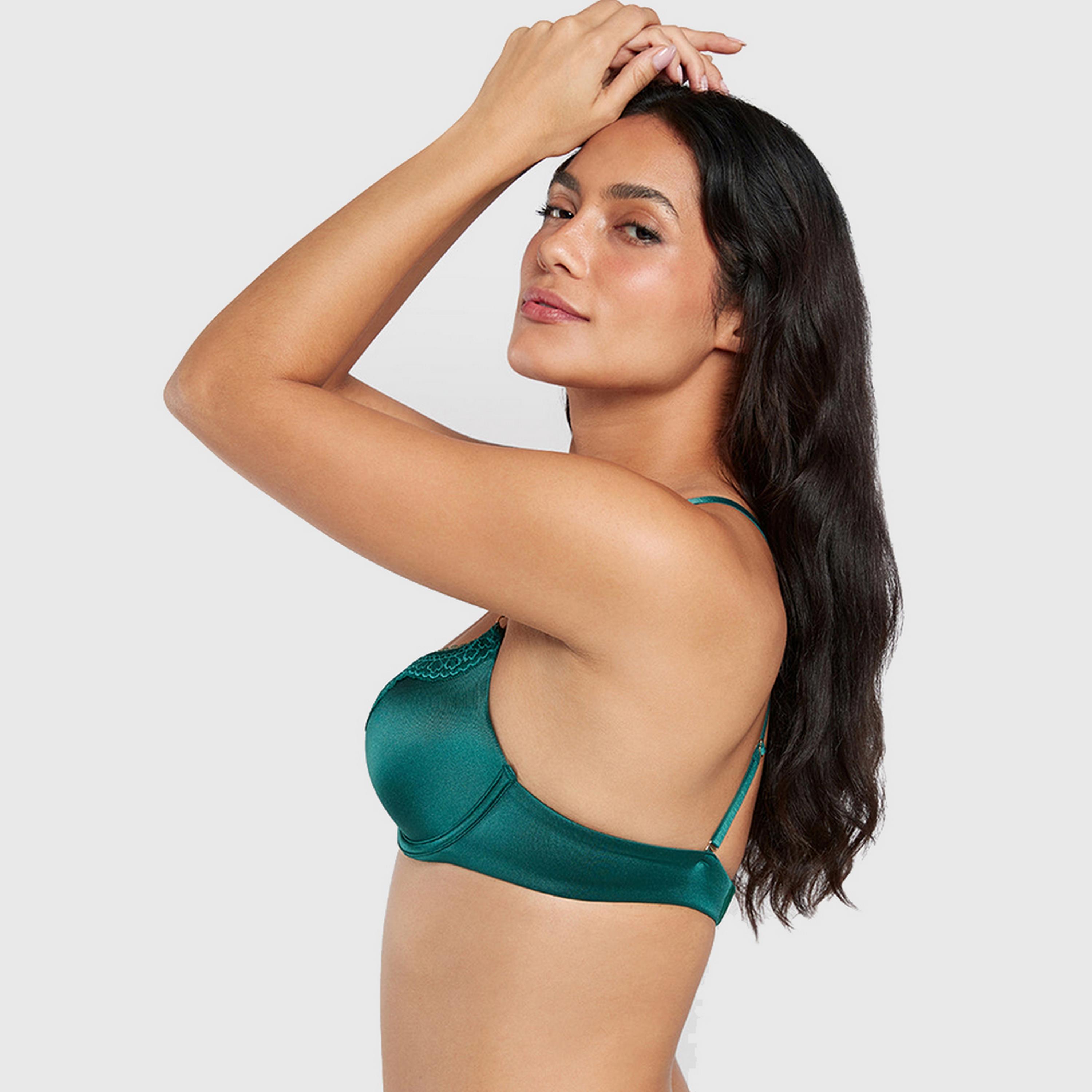 La Senza Micro Sexy Teal Wired High Support Padded Women's Double Push-Up Plunge Bra-women-clothing-lingerie-bras-image-2