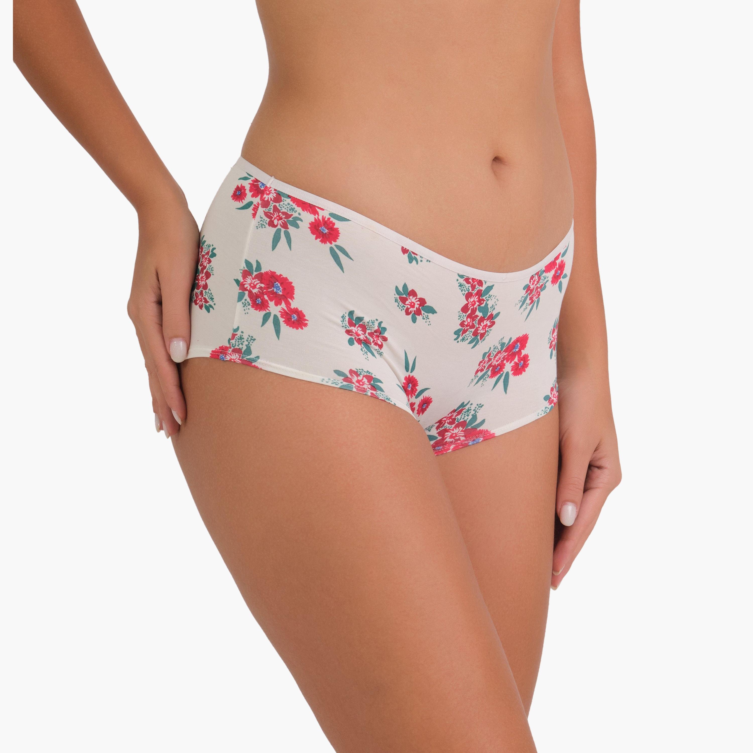 La Senza Ultrasoft Multicolor Floral Full Coverage Women's Boyshort Panties-women-clothing-lingerie-panties-image-2