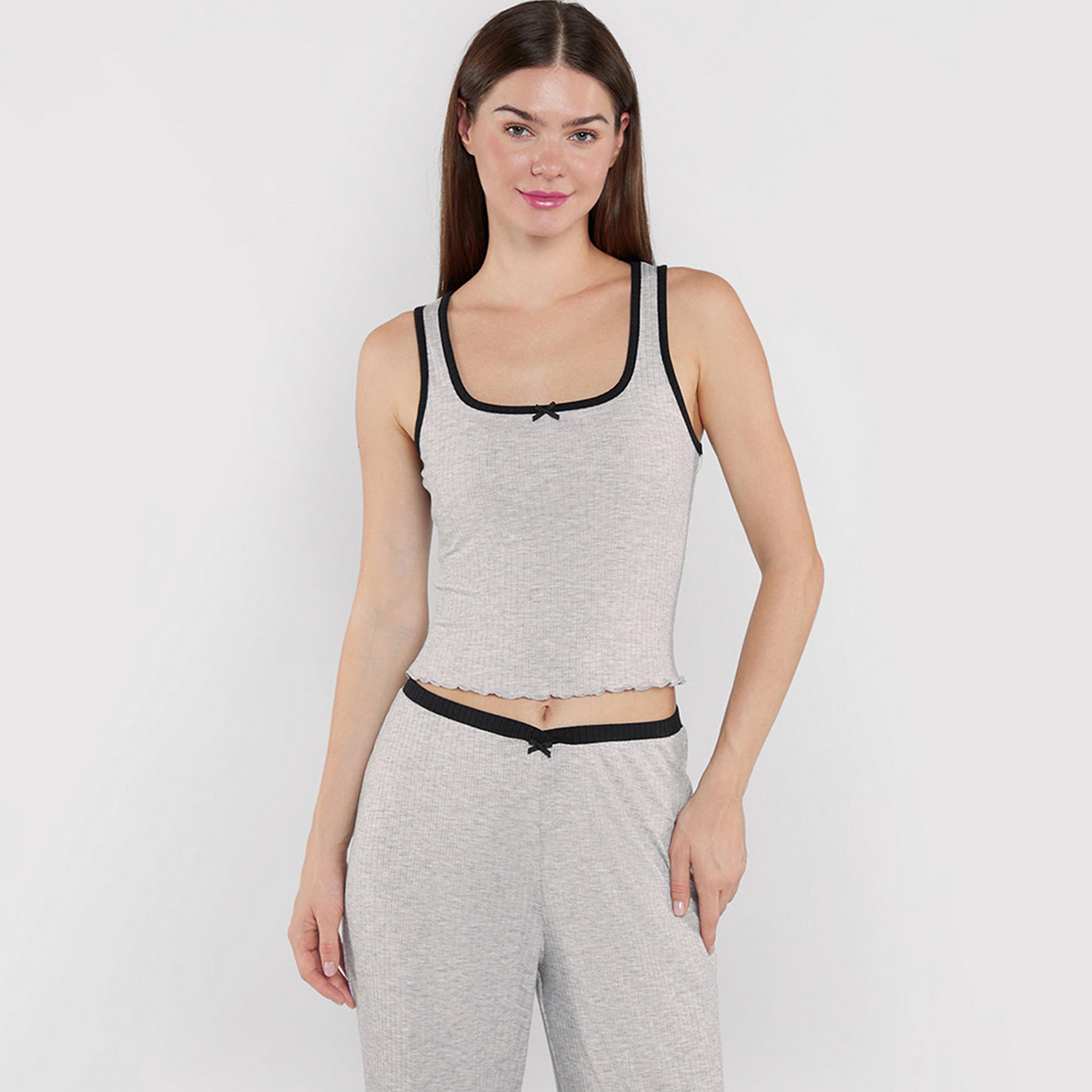 La Senza Textured Square Neck Sleeveless Women's Tank Top-women-clothing-nightwear-pyjamas-tops-image-1