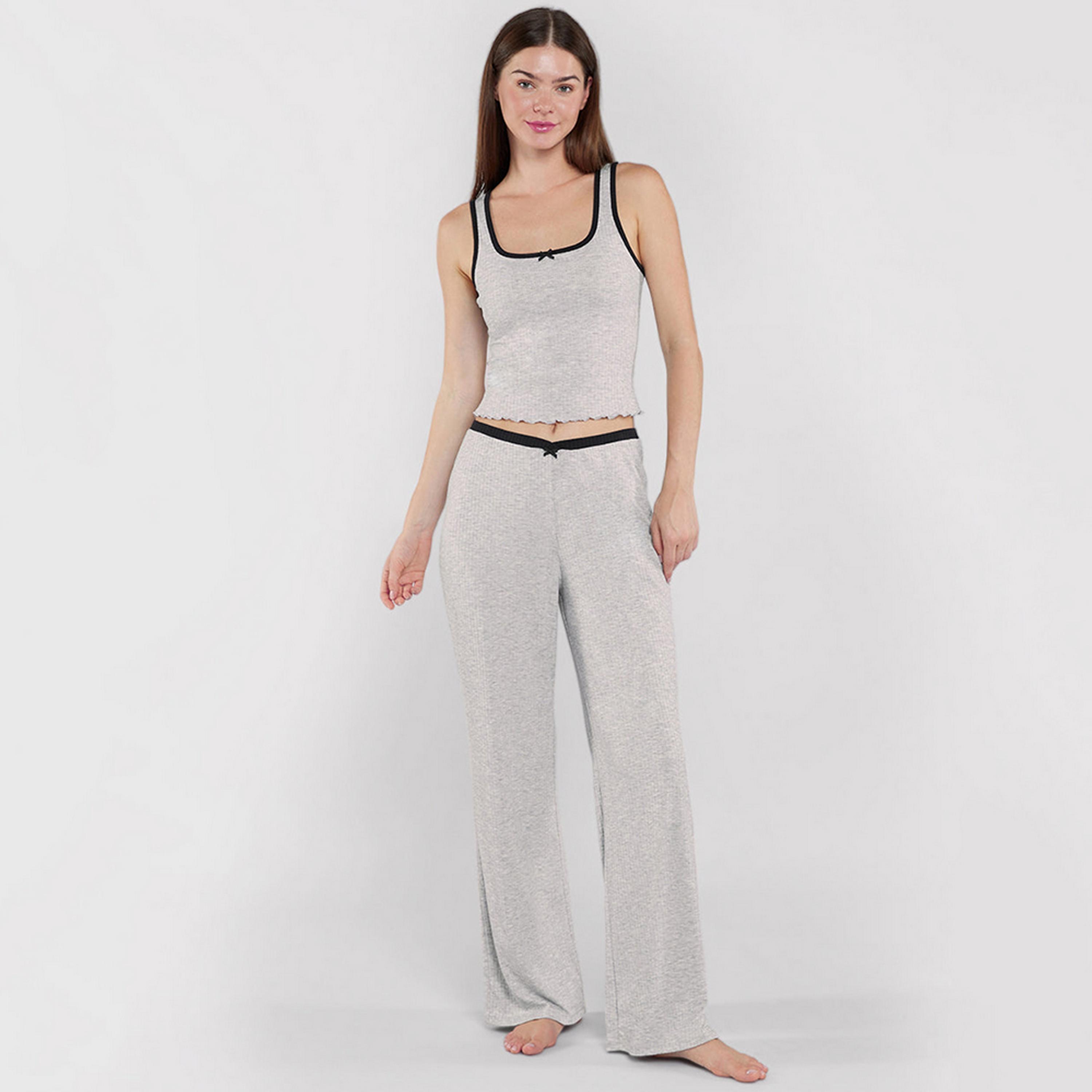 La Senza Textured Square Neck Sleeveless Women's Tank Top-women-clothing-nightwear-pyjamas-tops-image-3