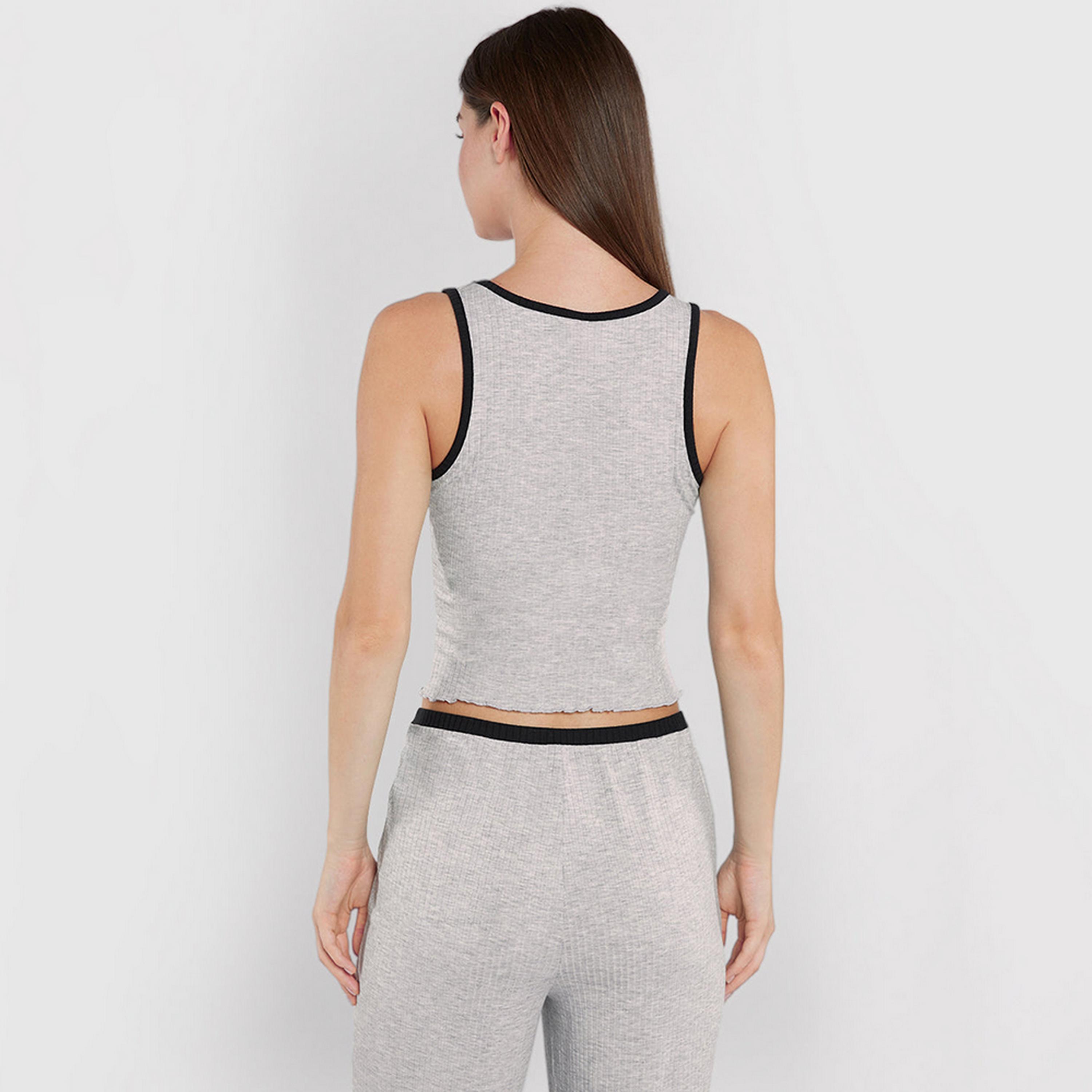 La Senza Textured Square Neck Sleeveless Women's Tank Top-women-clothing-nightwear-pyjamas-tops-image-4