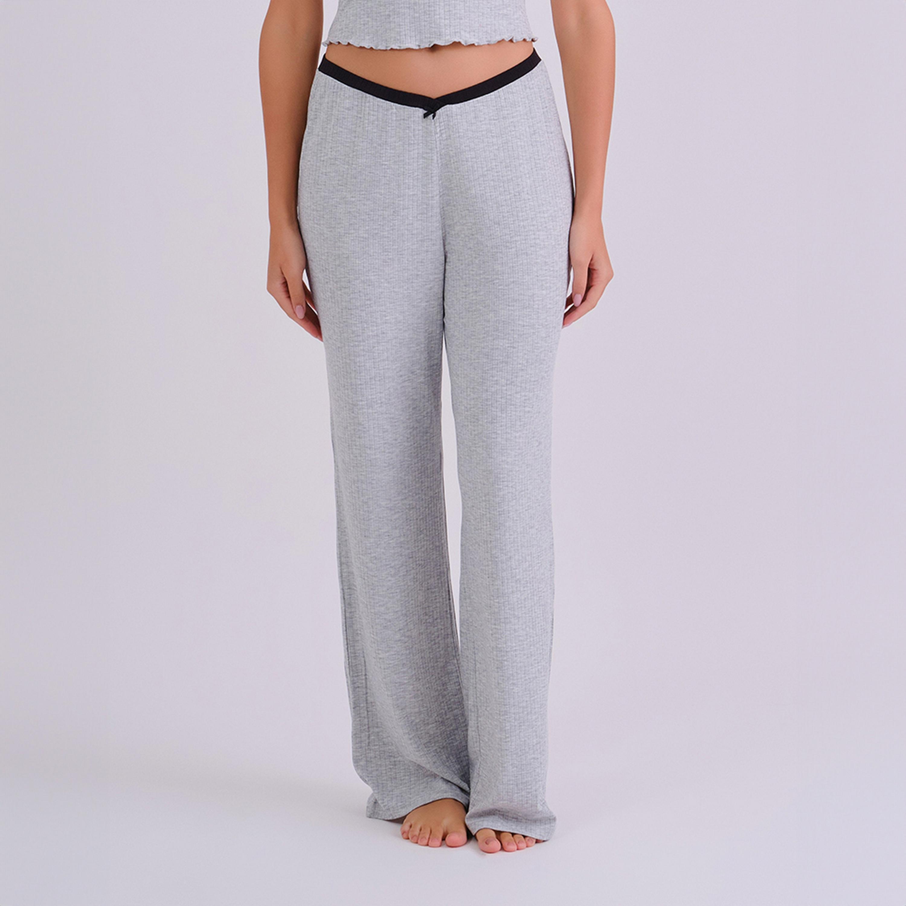 بيجامة مضلعة بخصر متوسط مطاطي للنساء من لا سينزا-women-clothing-nightwear-pyjamas-bottoms-image-1