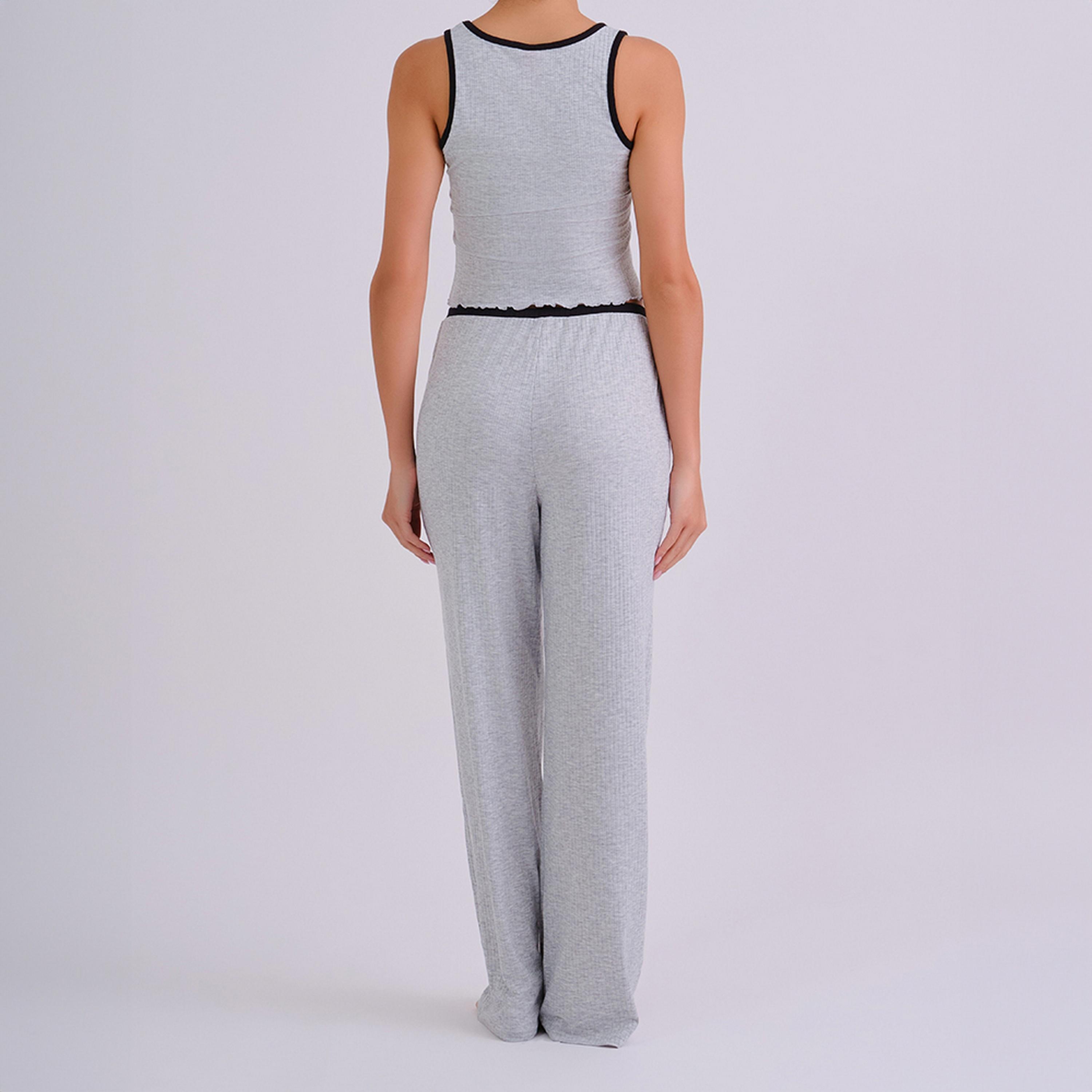 بيجامة مضلعة بخصر متوسط مطاطي للنساء من لا سينزا-women-clothing-nightwear-pyjamas-bottoms-image-3