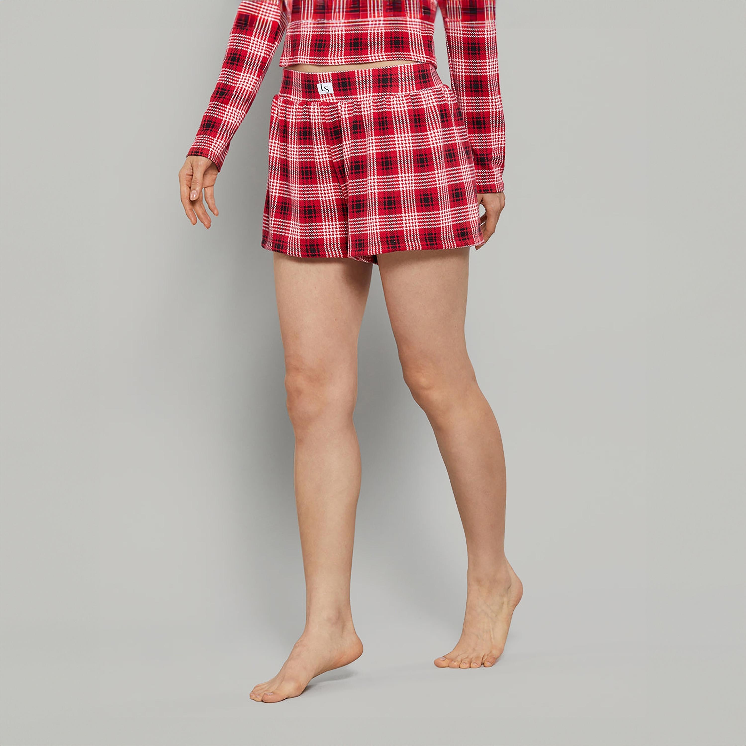 شورت نسائي بخصر مطاطي متوسط الارتفاع ومخطط من لا سينزا-women-clothing-nightwear-pyjamas-bottoms-image-3
