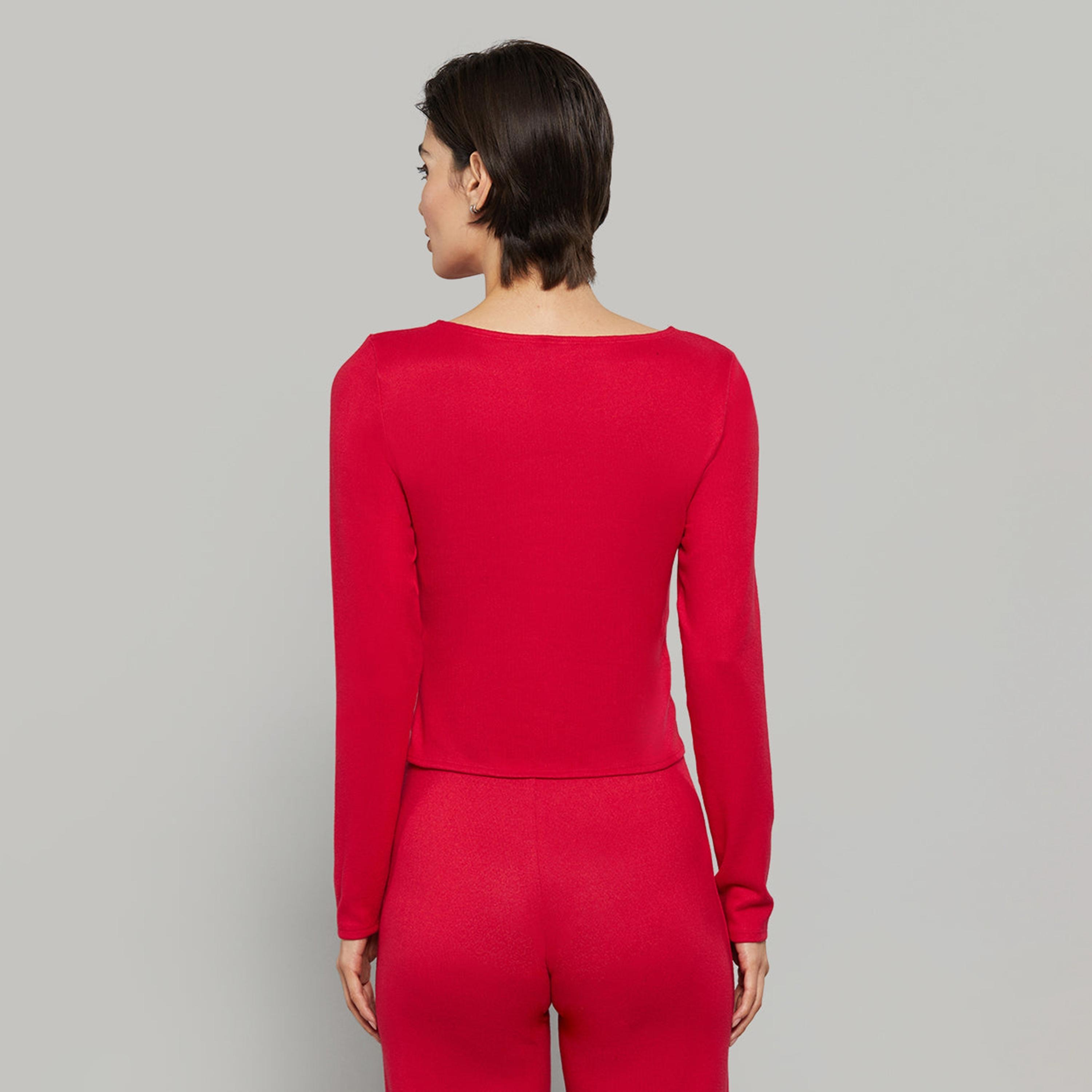 بلوزة نسائية سادة بياقة دائرية وأكمام طويلة من لا سينزا-women-clothing-nightwear-pyjamas-tops-image-12