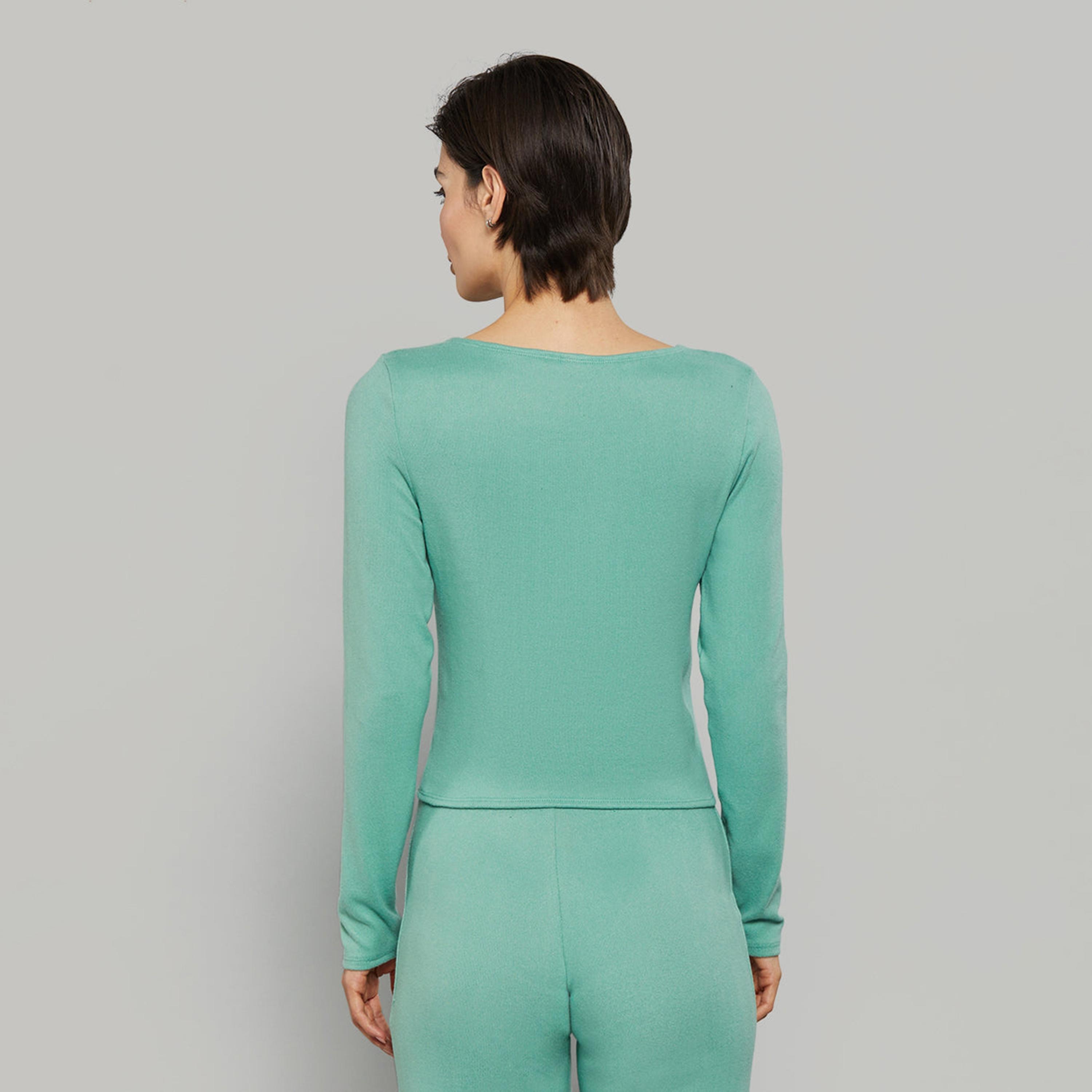 بلوزة نسائية سادة بياقة دائرية وأكمام طويلة من لا سينزا-women-clothing-nightwear-pyjamas-tops-image-8
