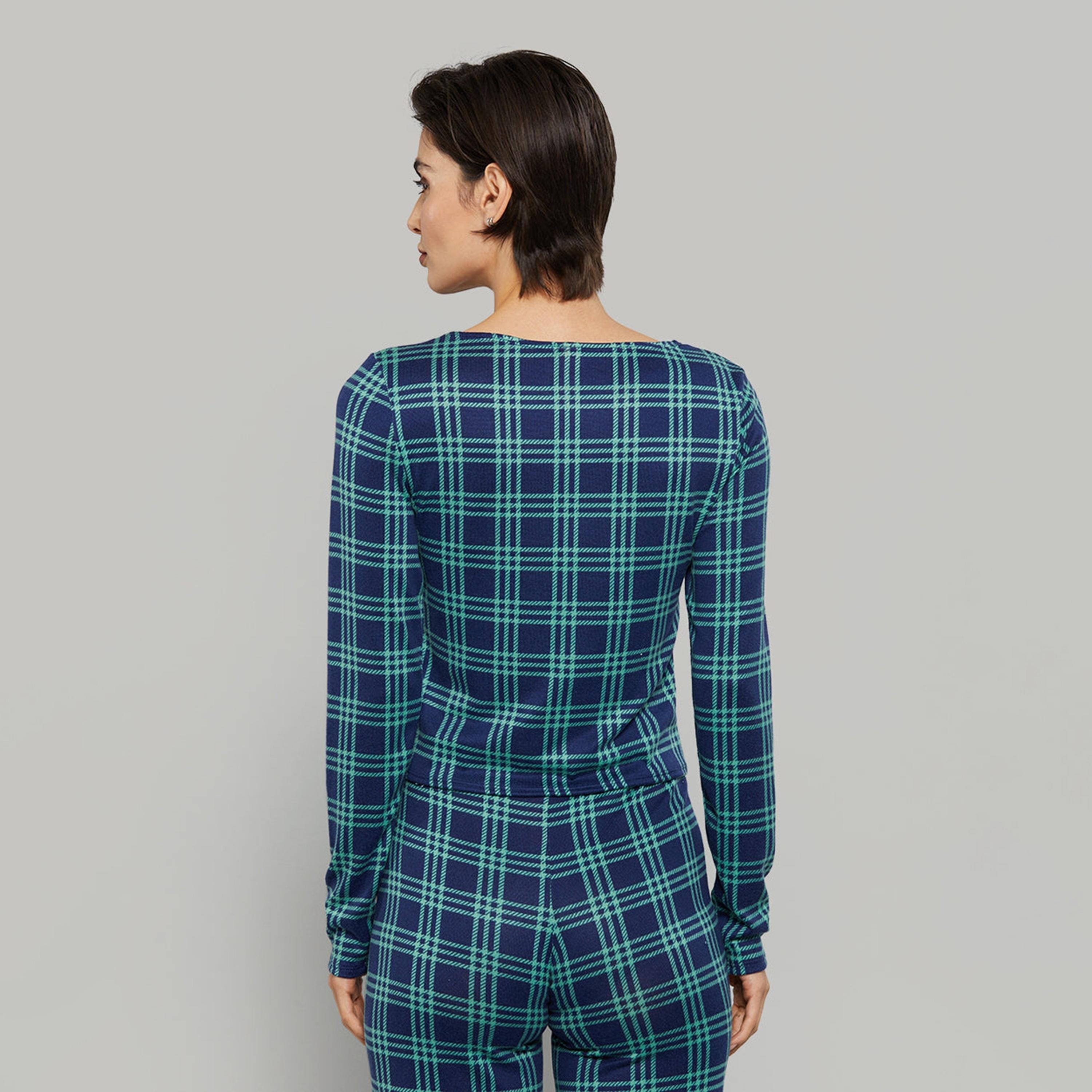 بلوزة نسائية مخططة بياقة قارب وأكمام طويلة من لا سينزا-women-clothing-nightwear-pyjamas-tops-image-4