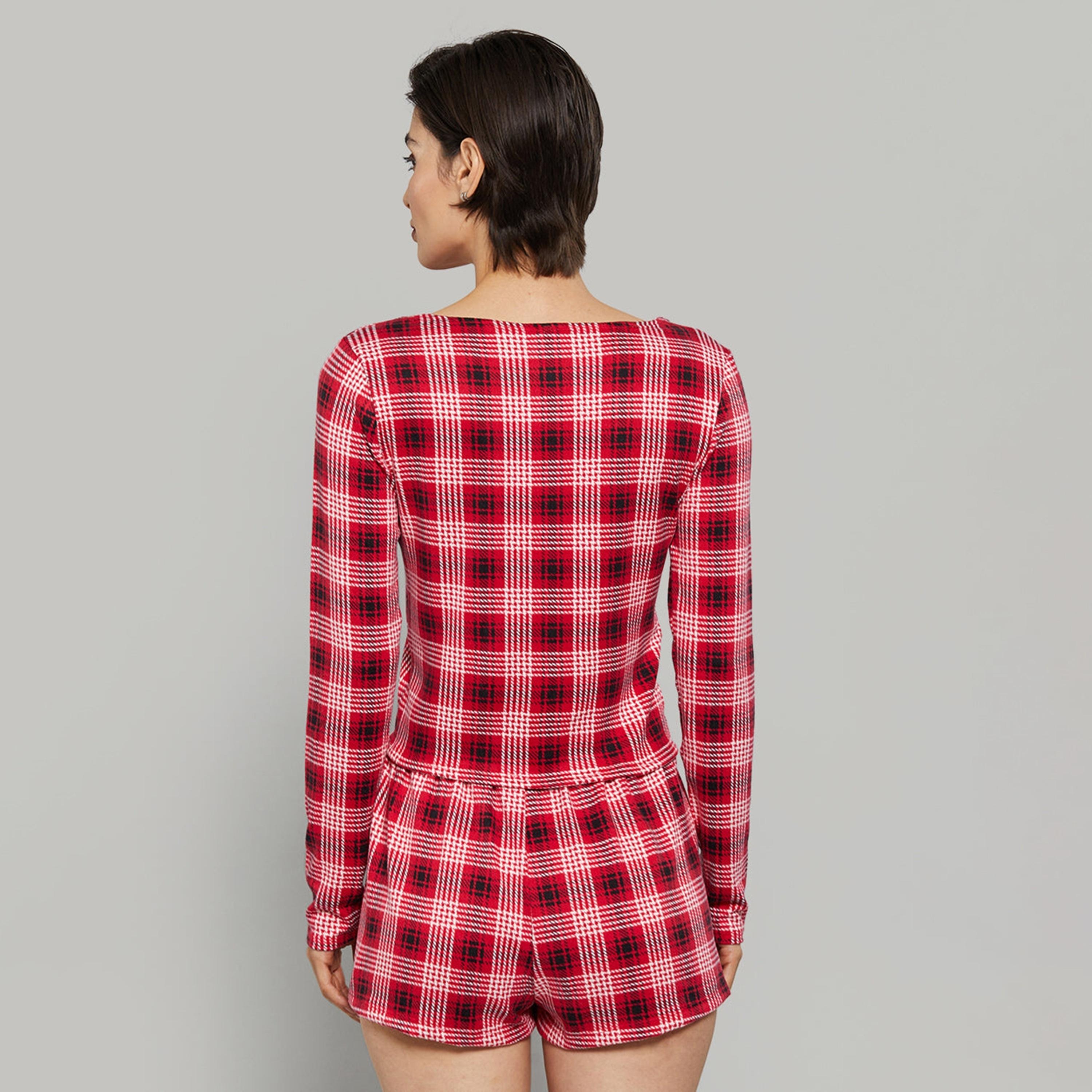 بلوزة نسائية مخططة بياقة قارب وأكمام طويلة من لا سينزا-women-clothing-nightwear-pyjamas-tops-image-8