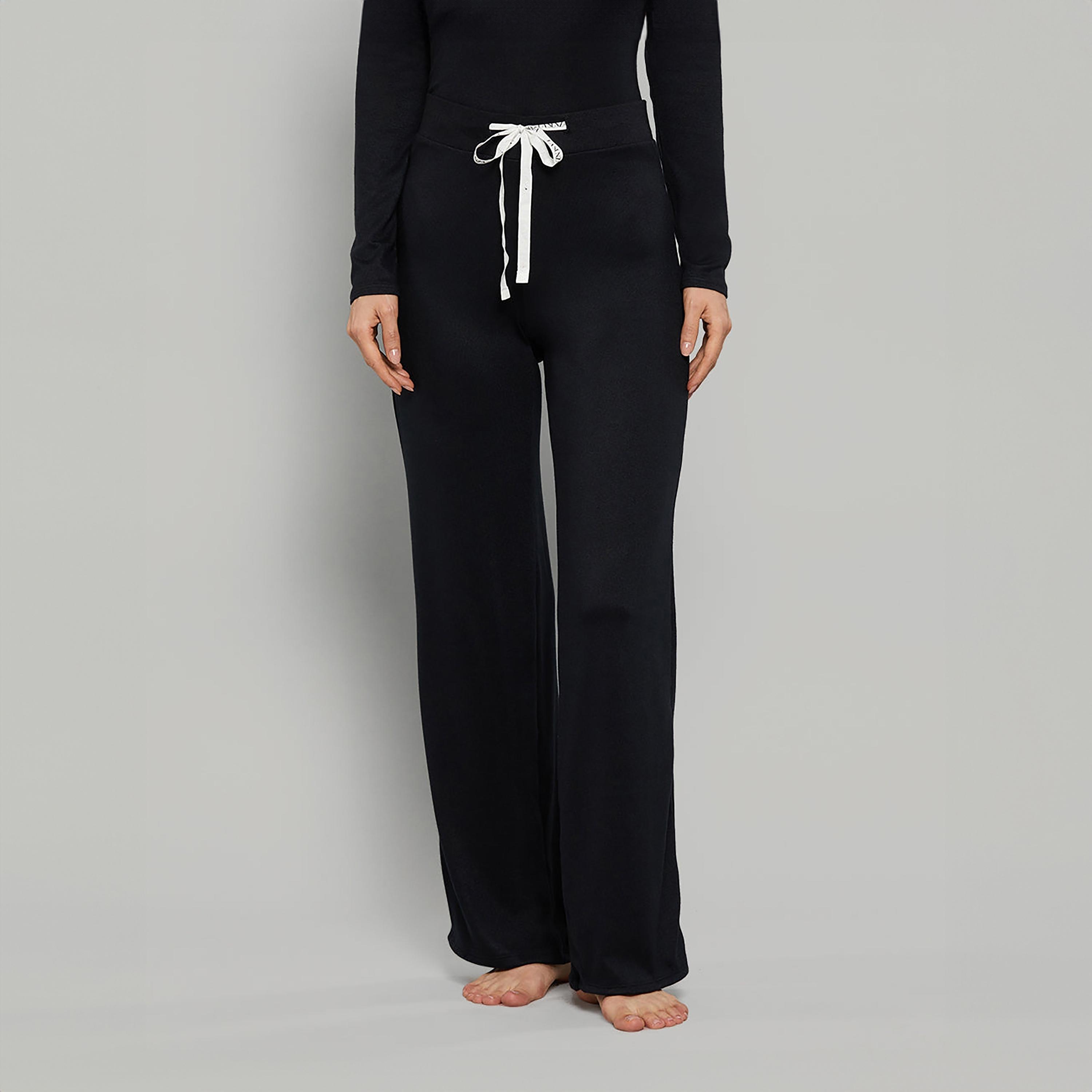 بنطلون نسائي سادة بخصر عالي ورباط من لا سينزا-women-clothing-nightwear-pyjamas-bottoms-image-1