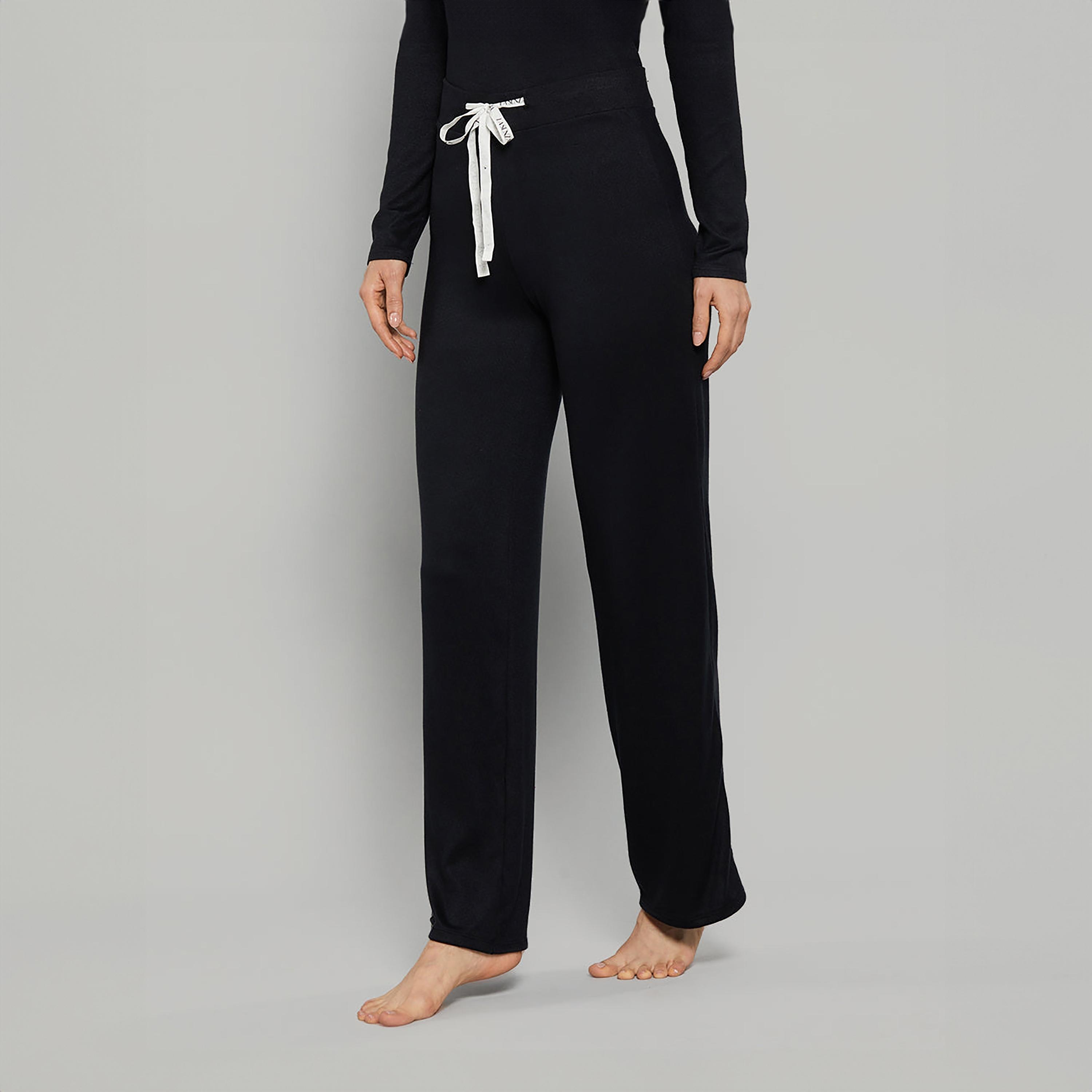 بنطلون نسائي سادة بخصر عالي ورباط من لا سينزا-women-clothing-nightwear-pyjamas-bottoms-image-3