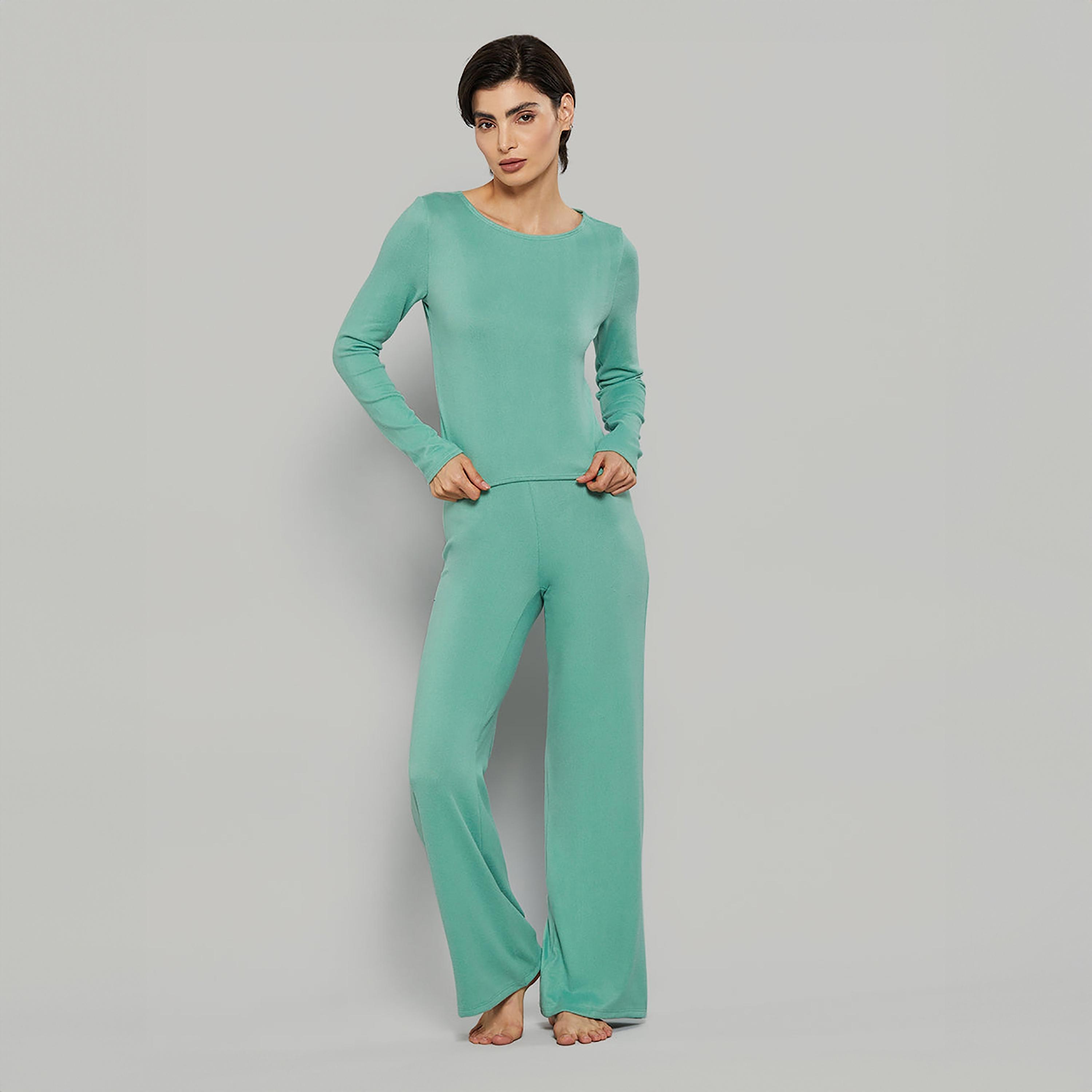 بنطلون نسائي سادة بخصر عالي ورباط من لا سينزا-women-clothing-nightwear-pyjamas-bottoms-image-6