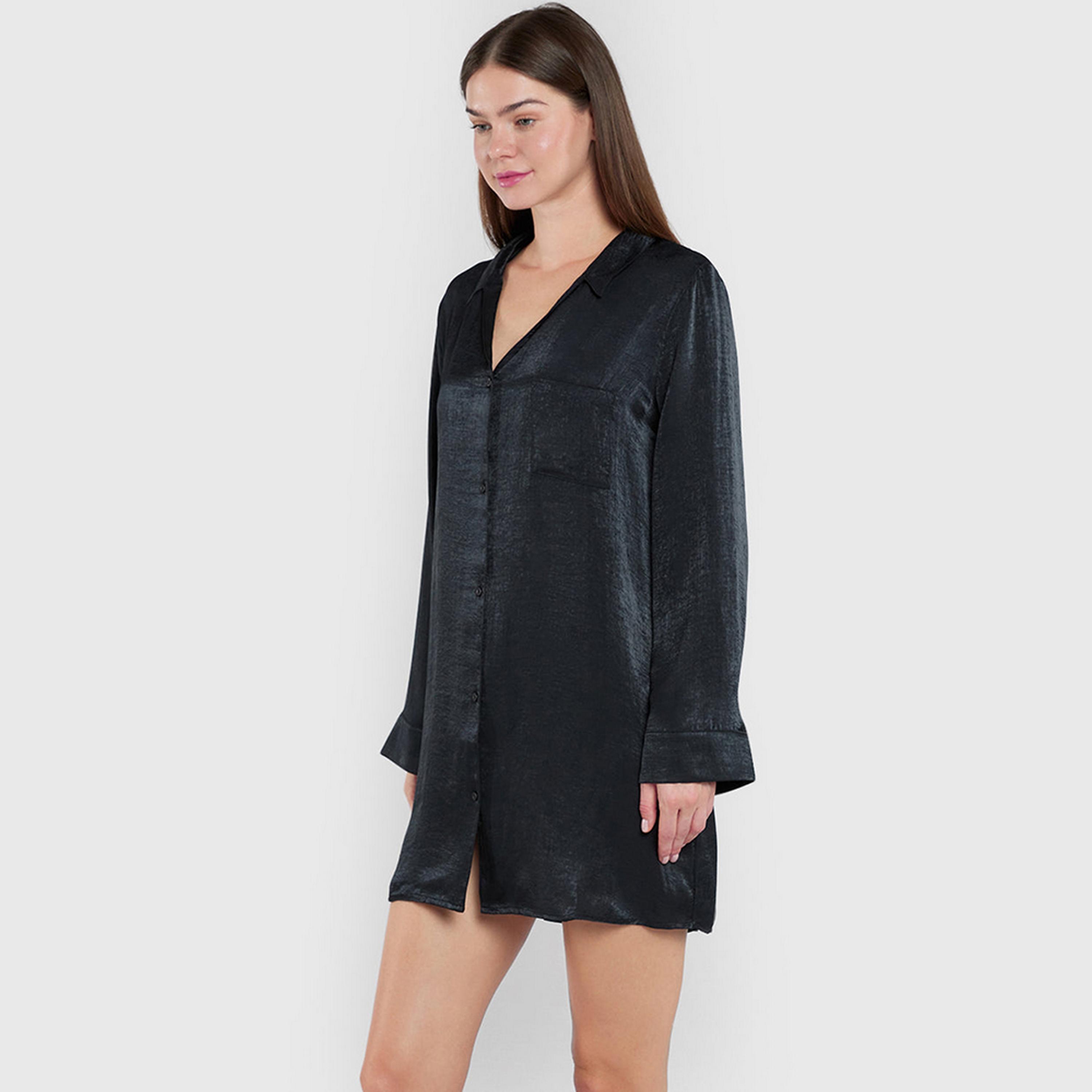 قميص نوم نسائي بأكمام طويلة وياقة من لا سنزا-women-clothing-nightwear-pyjamas-tops-image-4