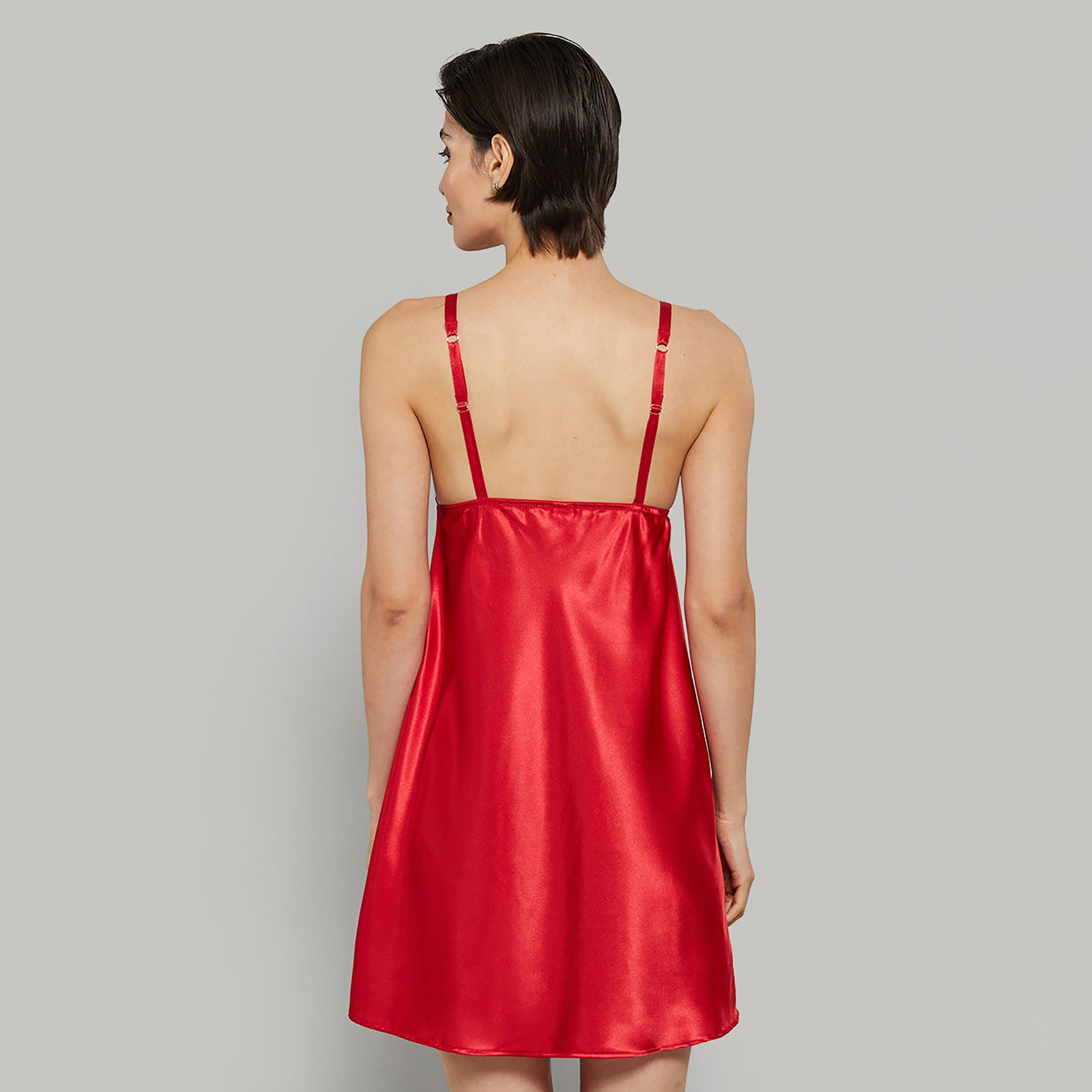 فستان نوم نسائي سادة بدون أكمام بحمالات من لا سينزا-women-clothing-nightwear-nighties-image-8