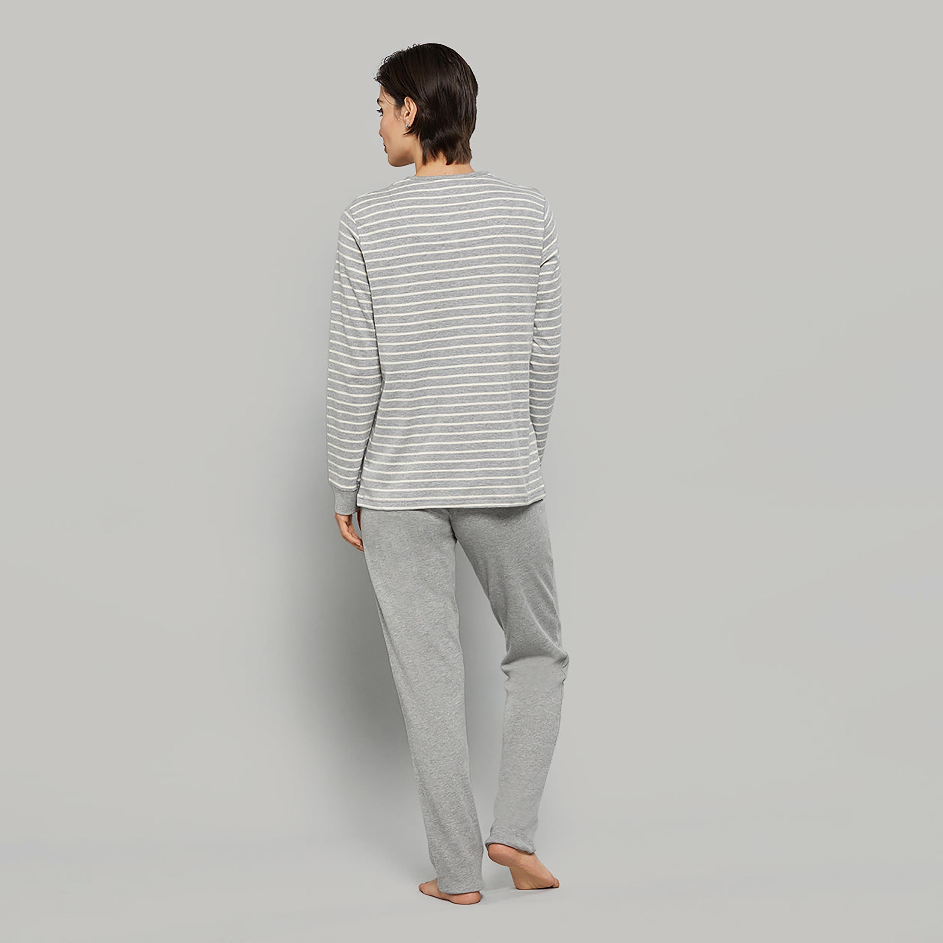 طقم بيجامة نسائية من قطعتين قميص وبيجامة مخططة من لا سينزا-women-clothing-nightwear-pyjamas-longsets-image-5