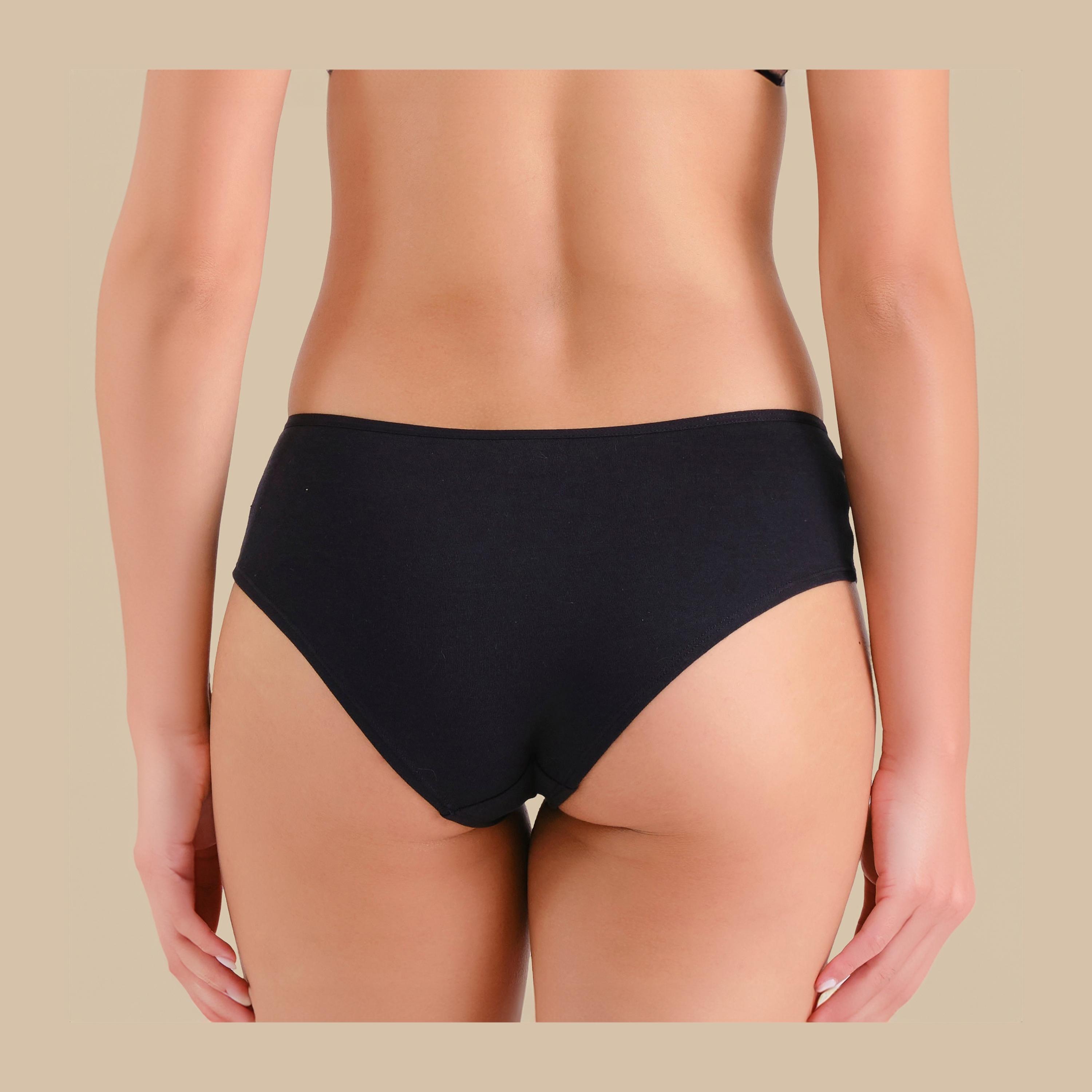 سروال داخلي نسائي هيبيستر بتغطية كاملة أسود من لا سينزا-women-clothing-lingerie-panties-image-4