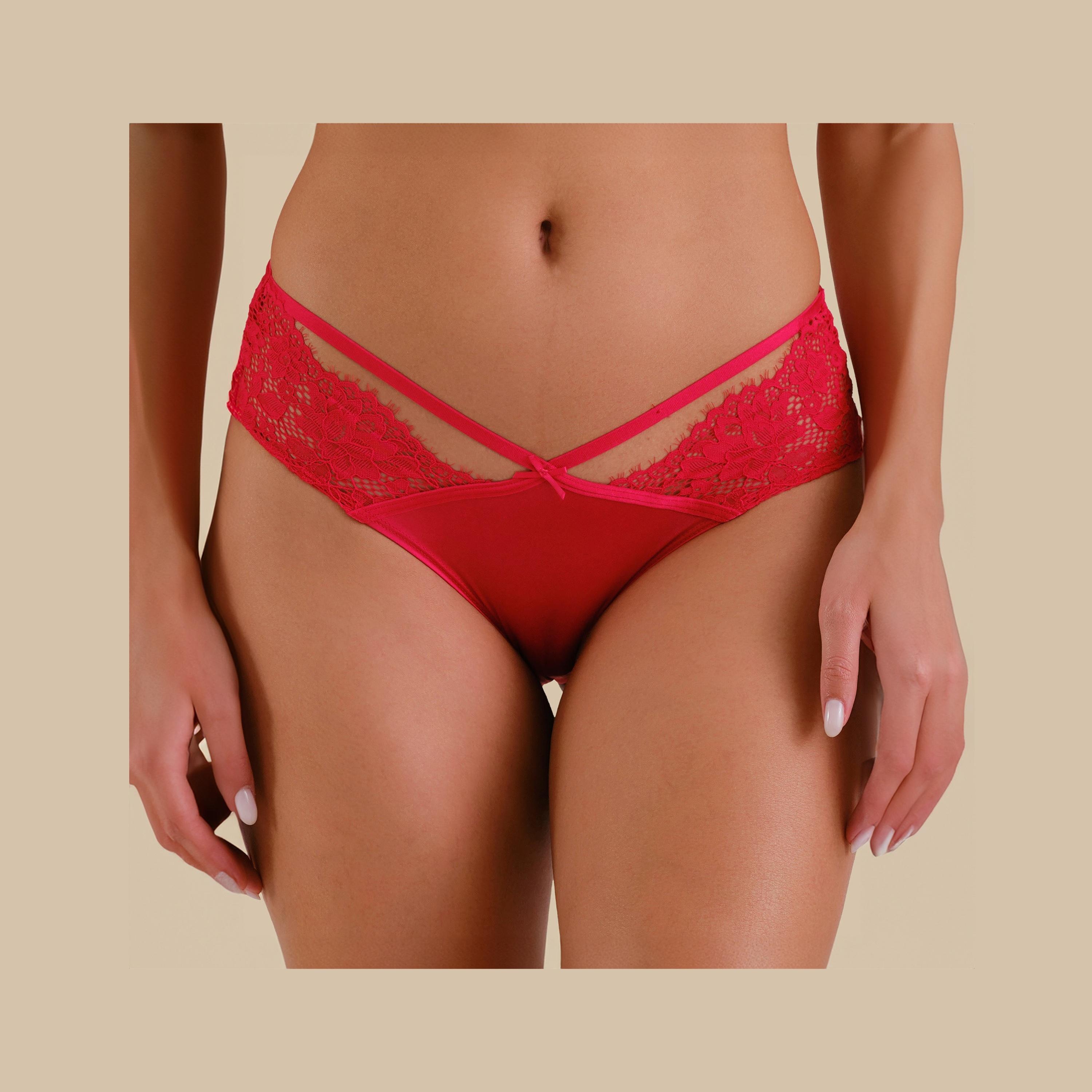 سروال داخلي نسائي متوسط التغطية من الدانتيل "ديفا" من لا سينزا-women-clothing-lingerie-panties-image-16