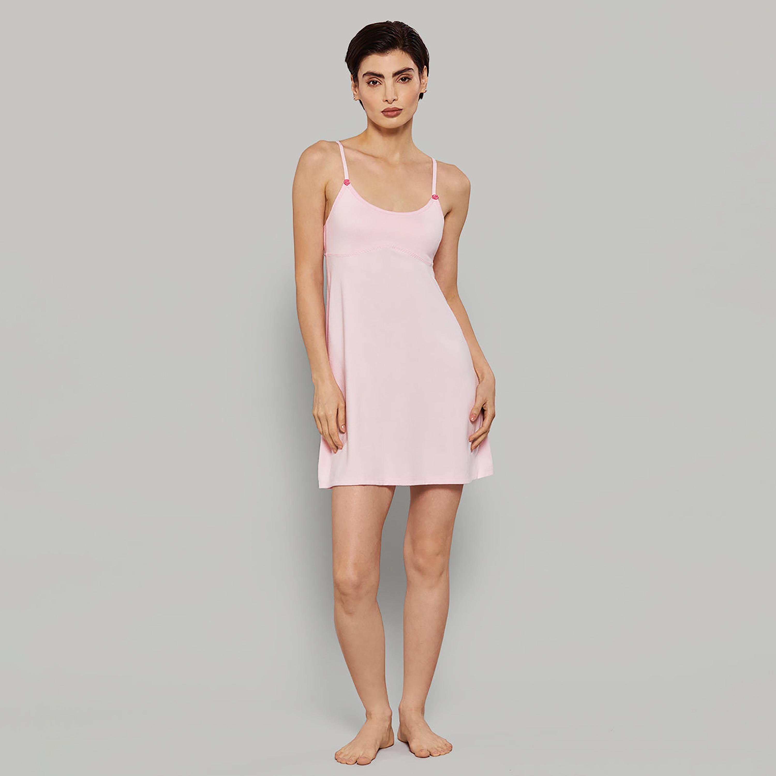 فستان نوم نسائي سادة بدون أكمام بحمالات من لا سينزا-women-clothing-nightwear-nighties-image-7