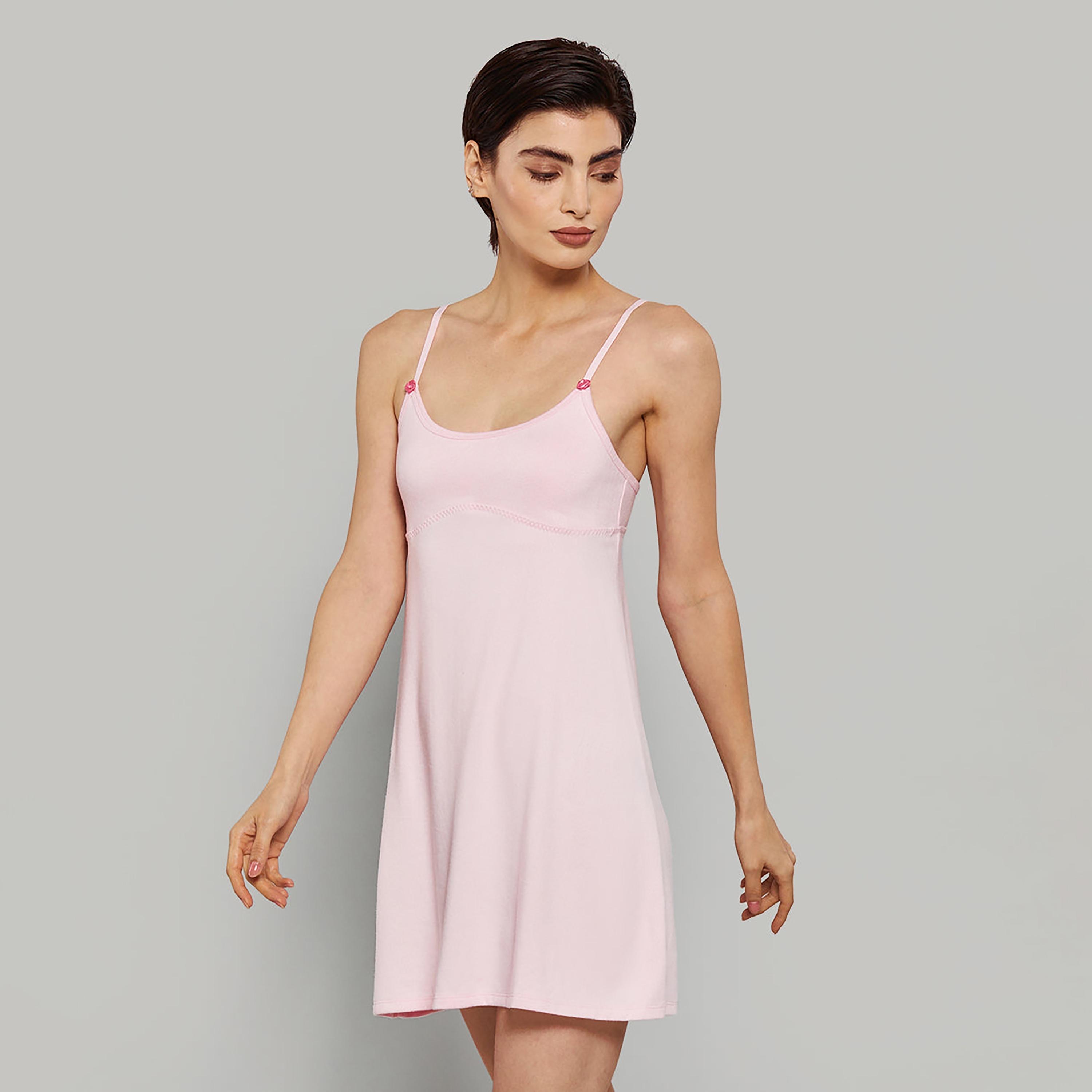 فستان نوم نسائي سادة بدون أكمام بحمالات من لا سينزا-women-clothing-nightwear-nighties-image-9