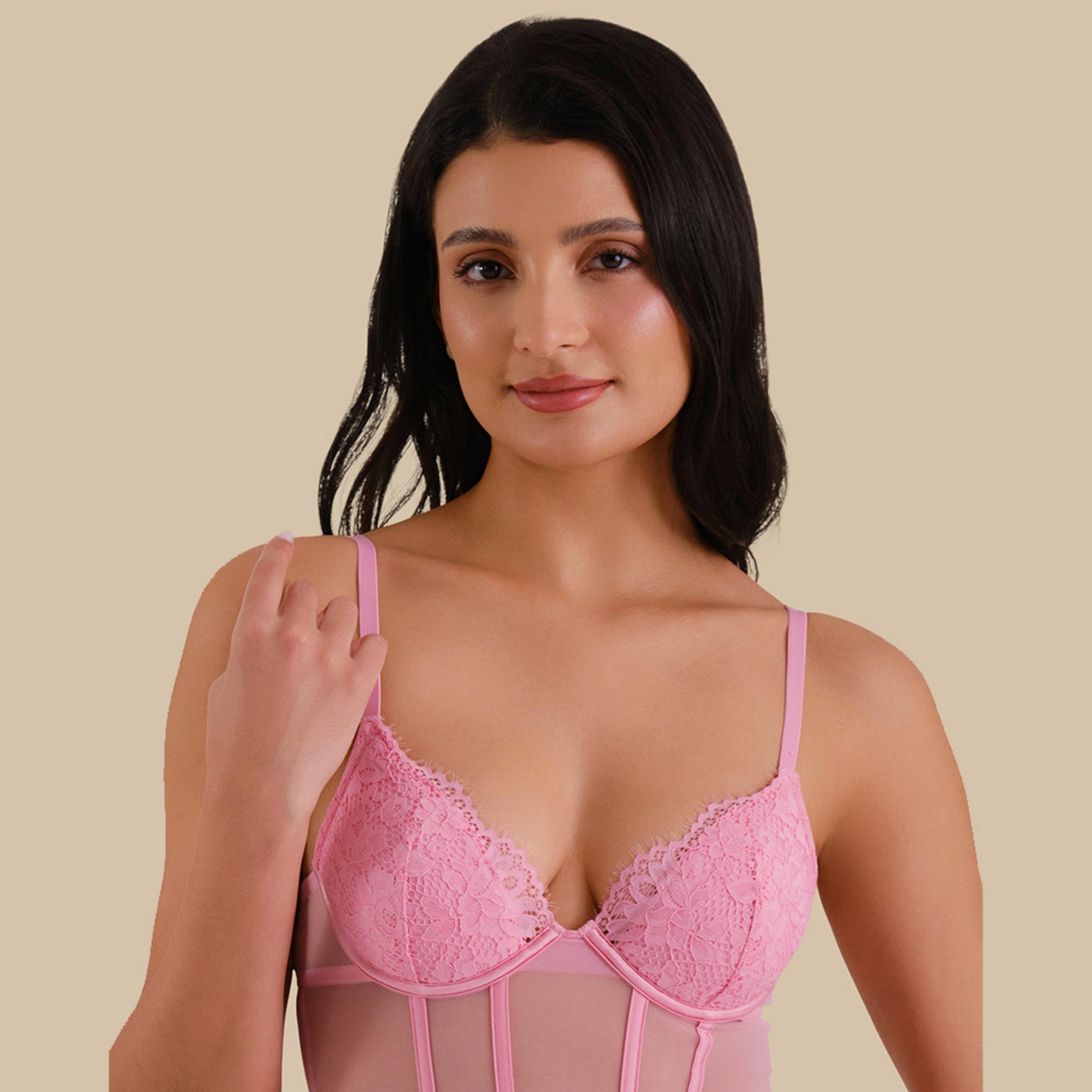 La Senza Pink Wired Non-Padded Women's Bodysuit-women-clothing-lingerie-babydollsandbodysuits-image-2