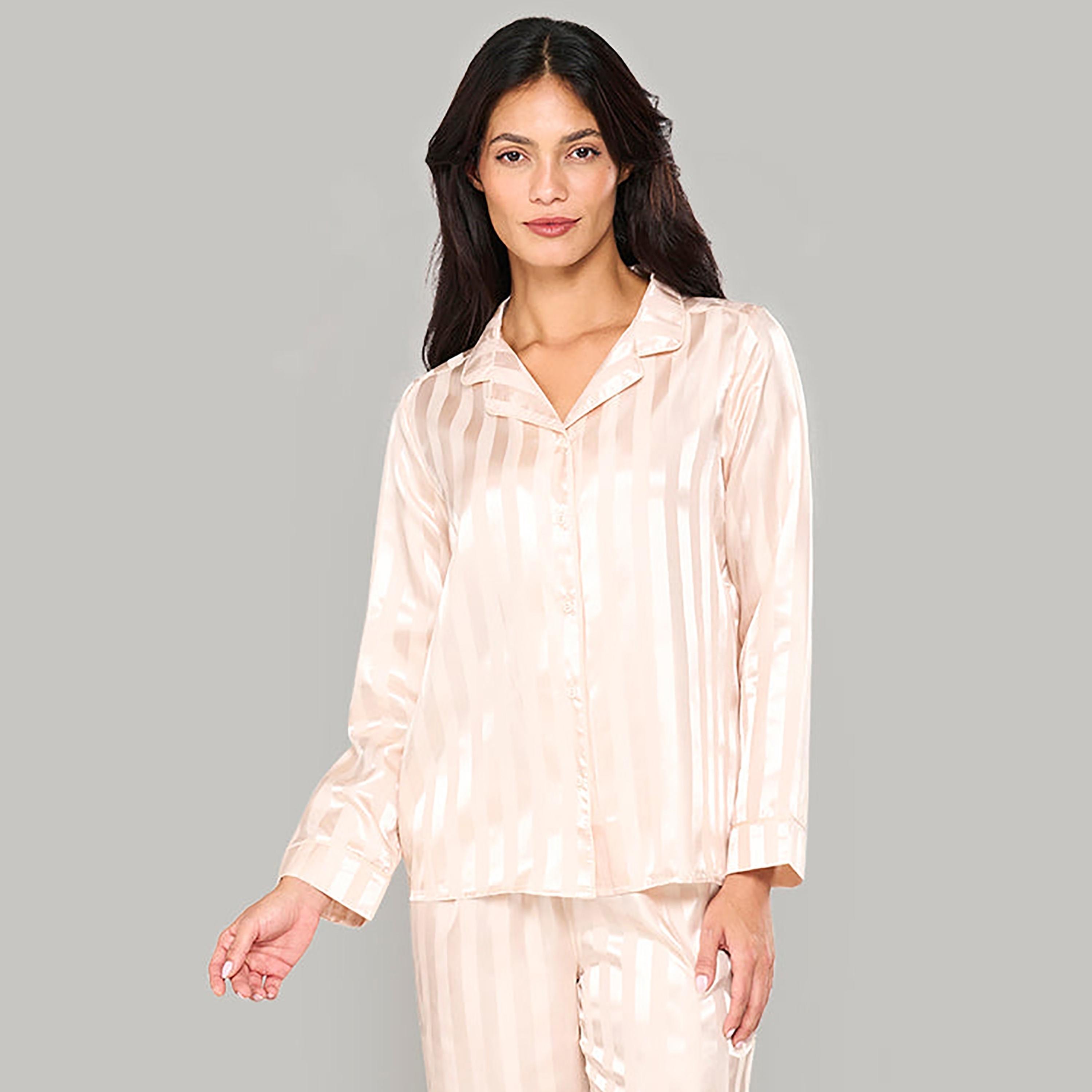 طقم بيجامة نسائية من قطعتين قميص وبيجامة مخططة من لا سينزا-women-clothing-nightwear-pyjamas-longsets-image-2