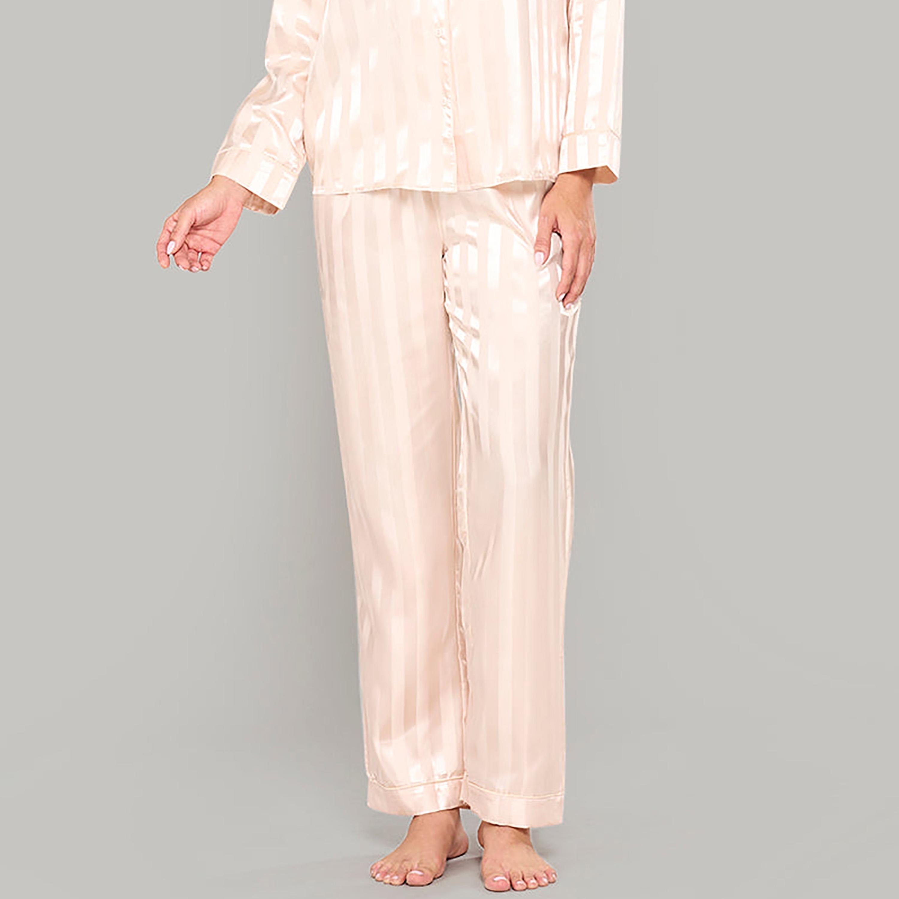 طقم بيجامة نسائية من قطعتين قميص وبيجامة مخططة من لا سينزا-women-clothing-nightwear-pyjamas-longsets-image-3