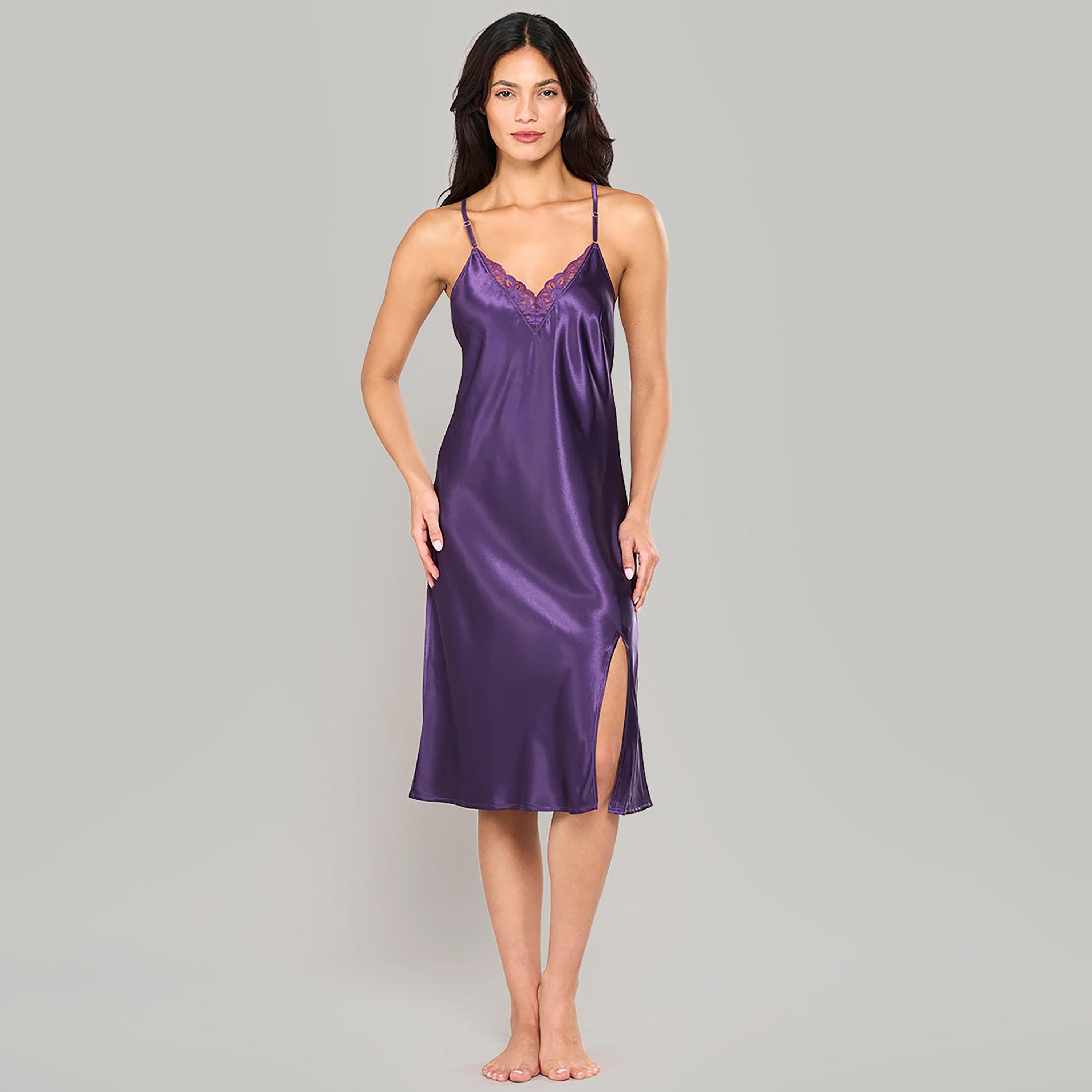 فستان نوم نسائي سادة بدون أكمام بحمالات من لا سينزا-women-clothing-nightwear-nighties-image-5