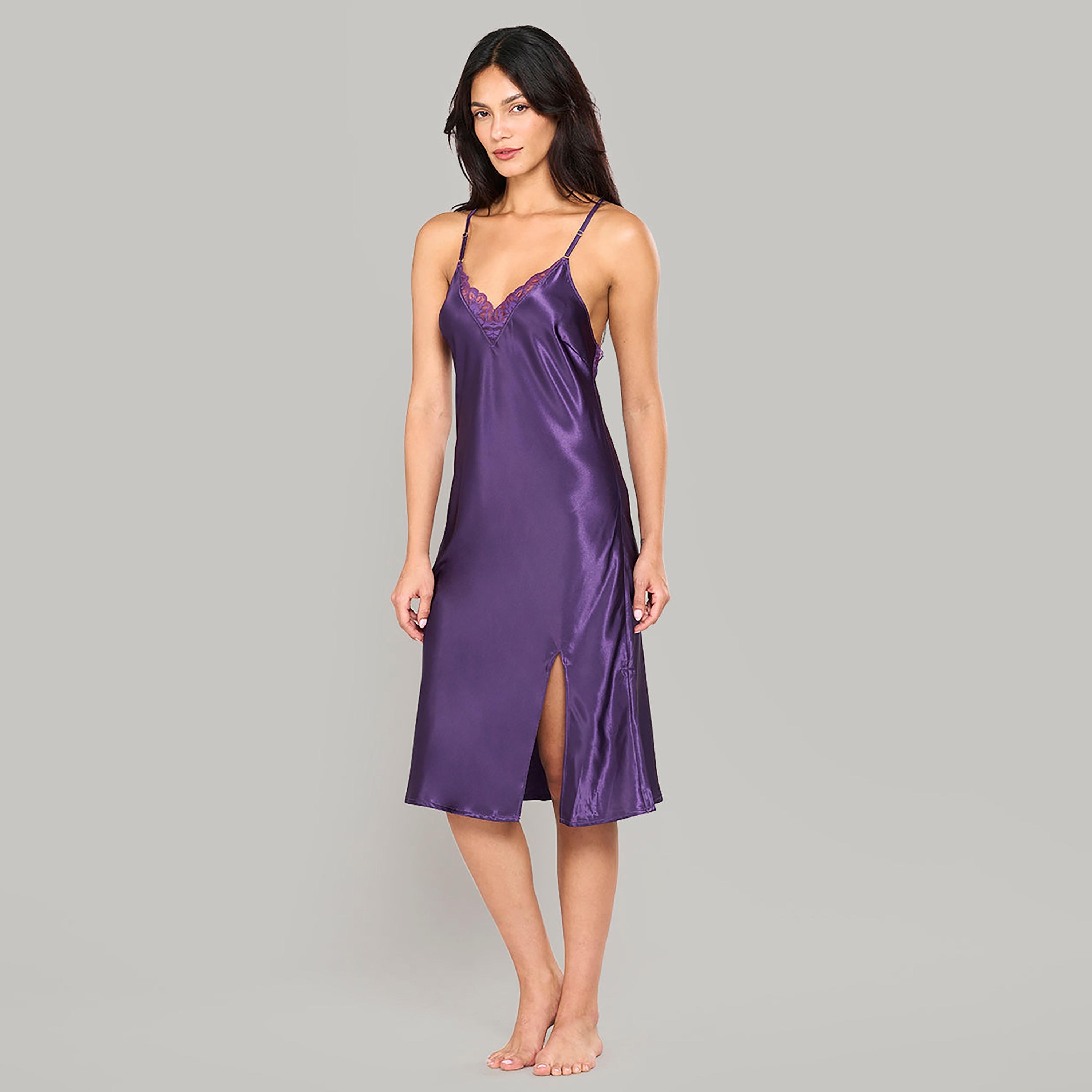 فستان نوم نسائي سادة بدون أكمام بحمالات من لا سينزا-women-clothing-nightwear-nighties-image-7