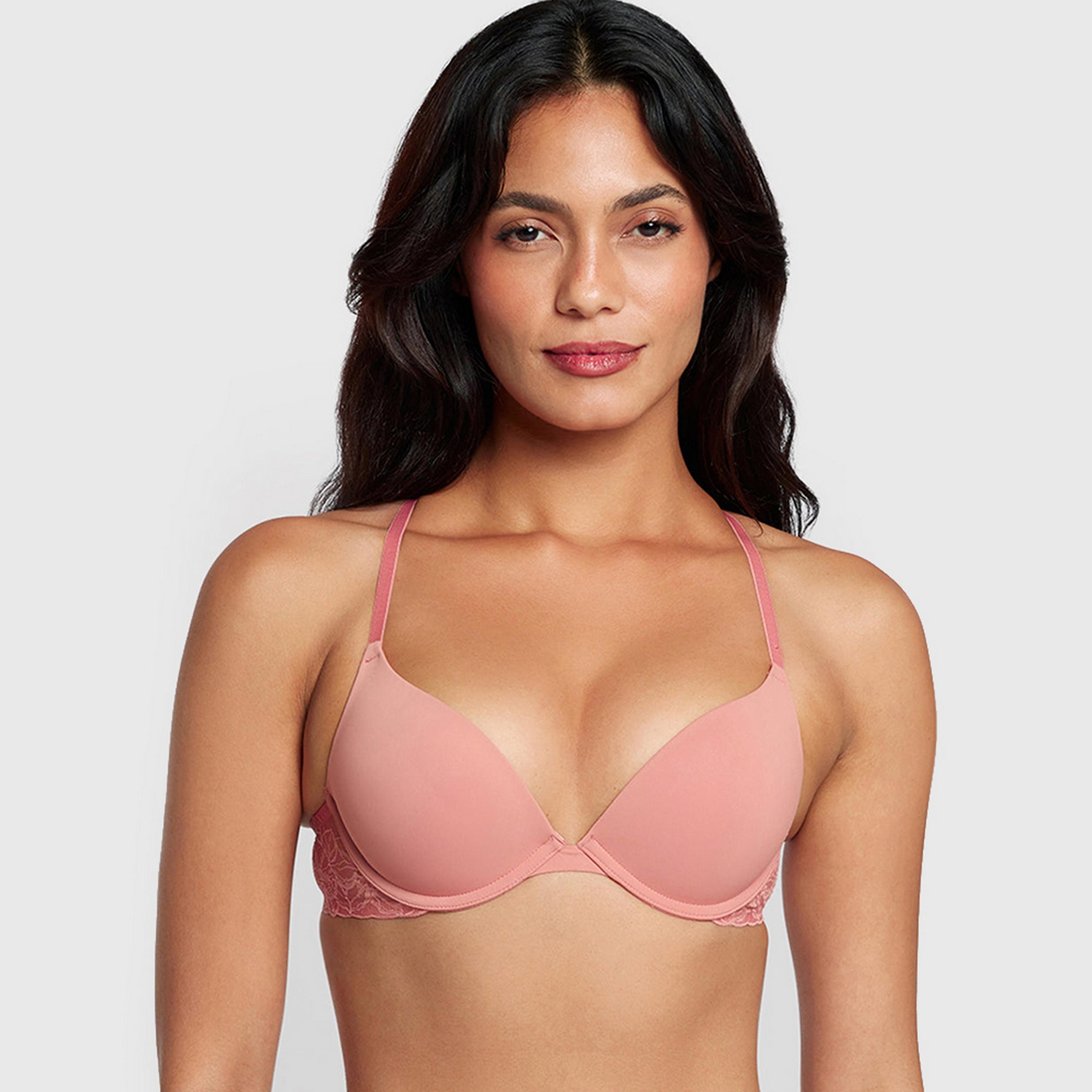 La Senza Obsession Pink Wired Medium Support Padded Women's Plunge Bra-women-clothing-lingerie-bras-image-1