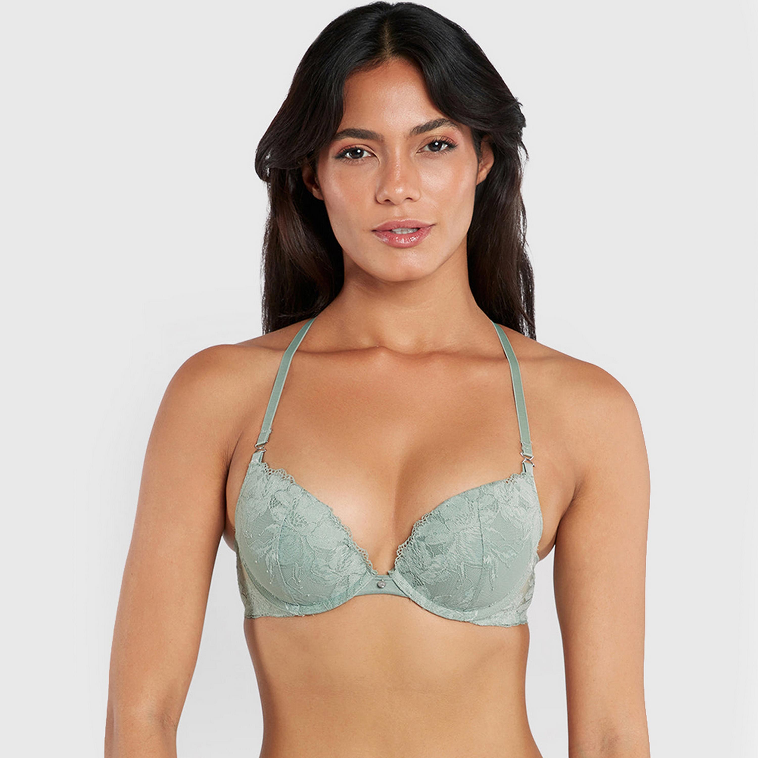 La Senza Beyond Sexy Green Wired High Support Padded Women's Plunge Bra-women-clothing-lingerie-bras-image-1