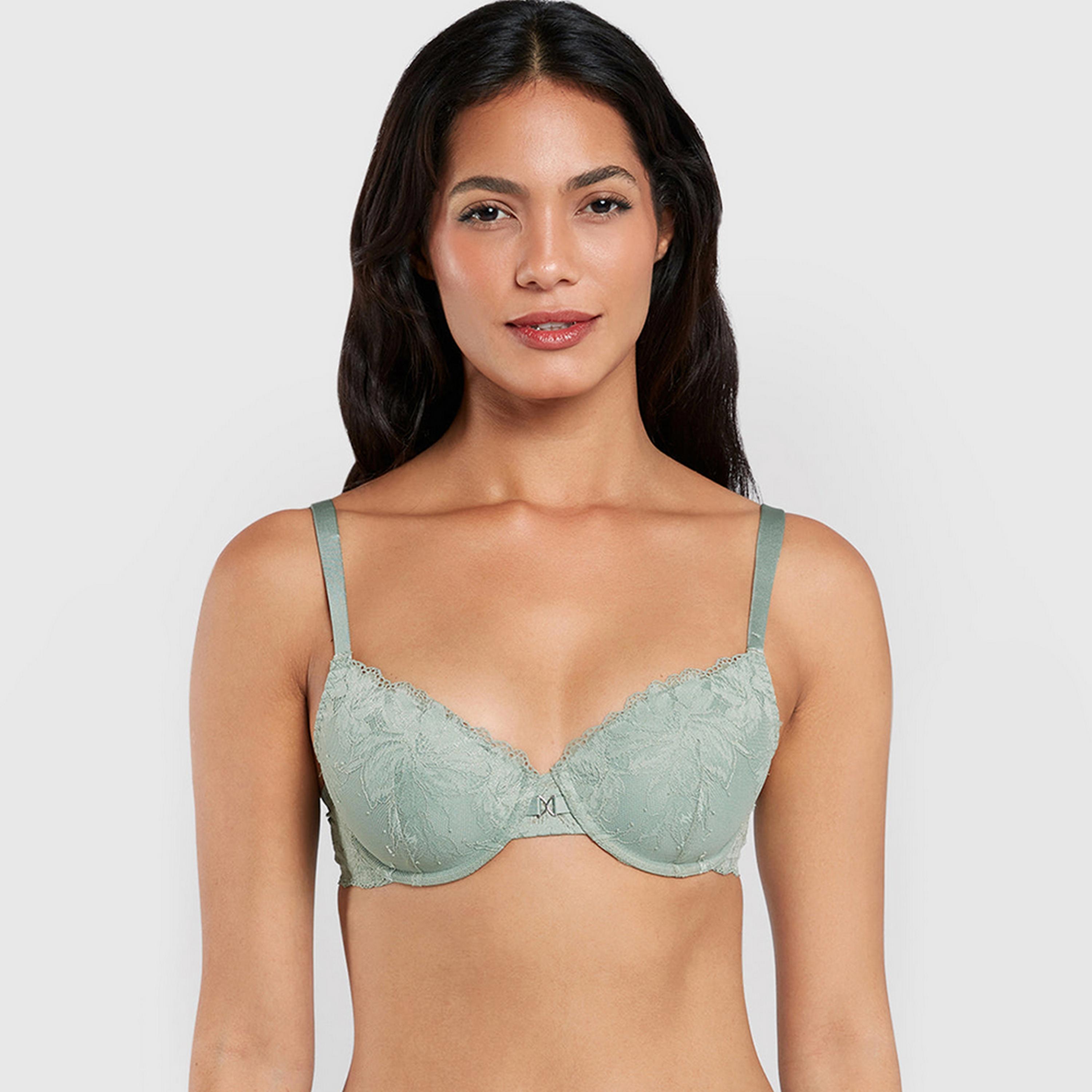La Senza Obvious Green Wired Medium Support Lightly Padded Women's Balconette Bra-women-clothing-lingerie-bras-image-1
