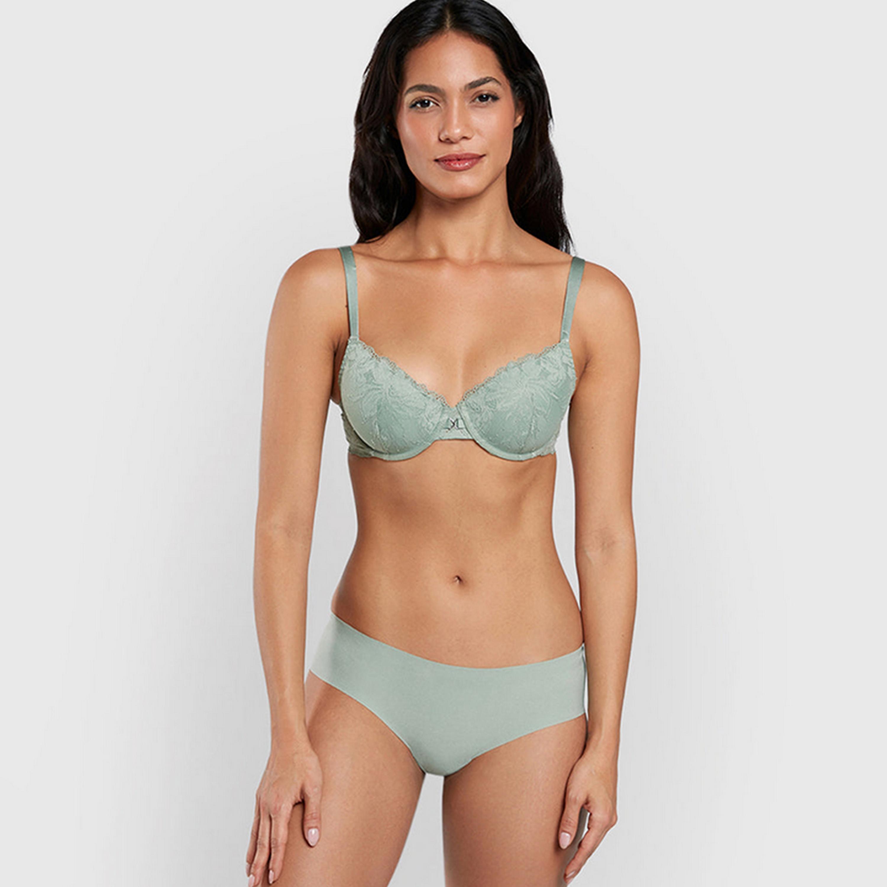 La Senza Obvious Green Wired Medium Support Lightly Padded Women's Balconette Bra-women-clothing-lingerie-bras-image-3