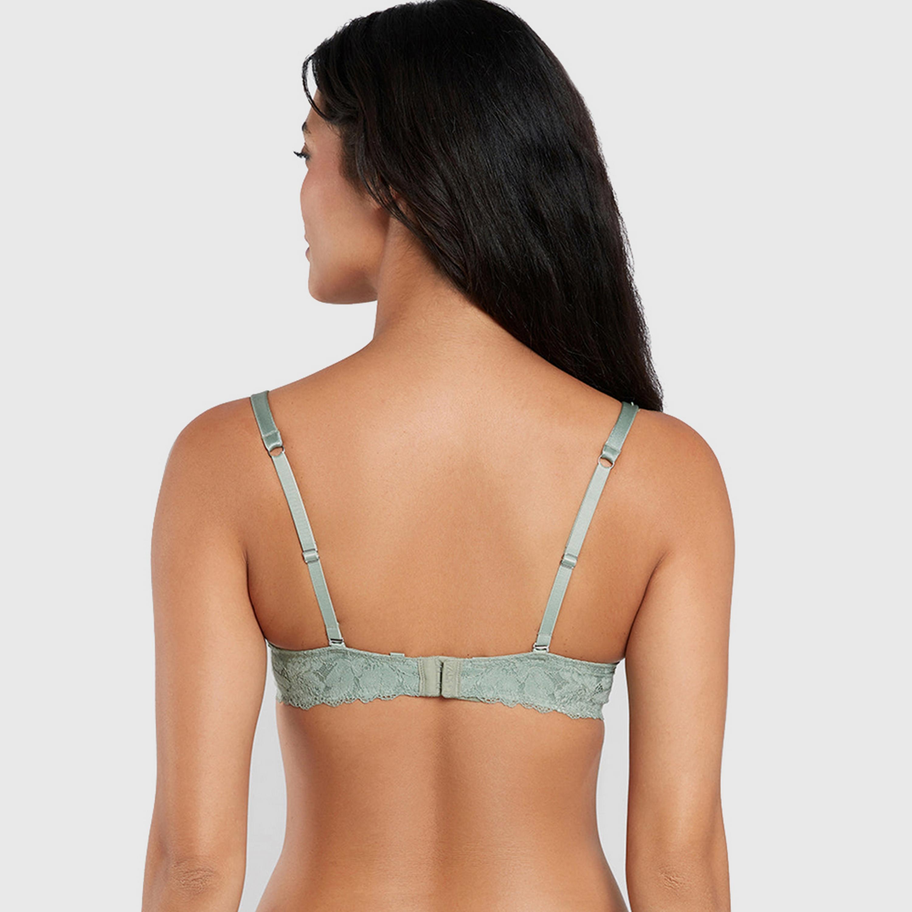 La Senza Obvious Green Wired Medium Support Lightly Padded Women's Balconette Bra-women-clothing-lingerie-bras-image-4
