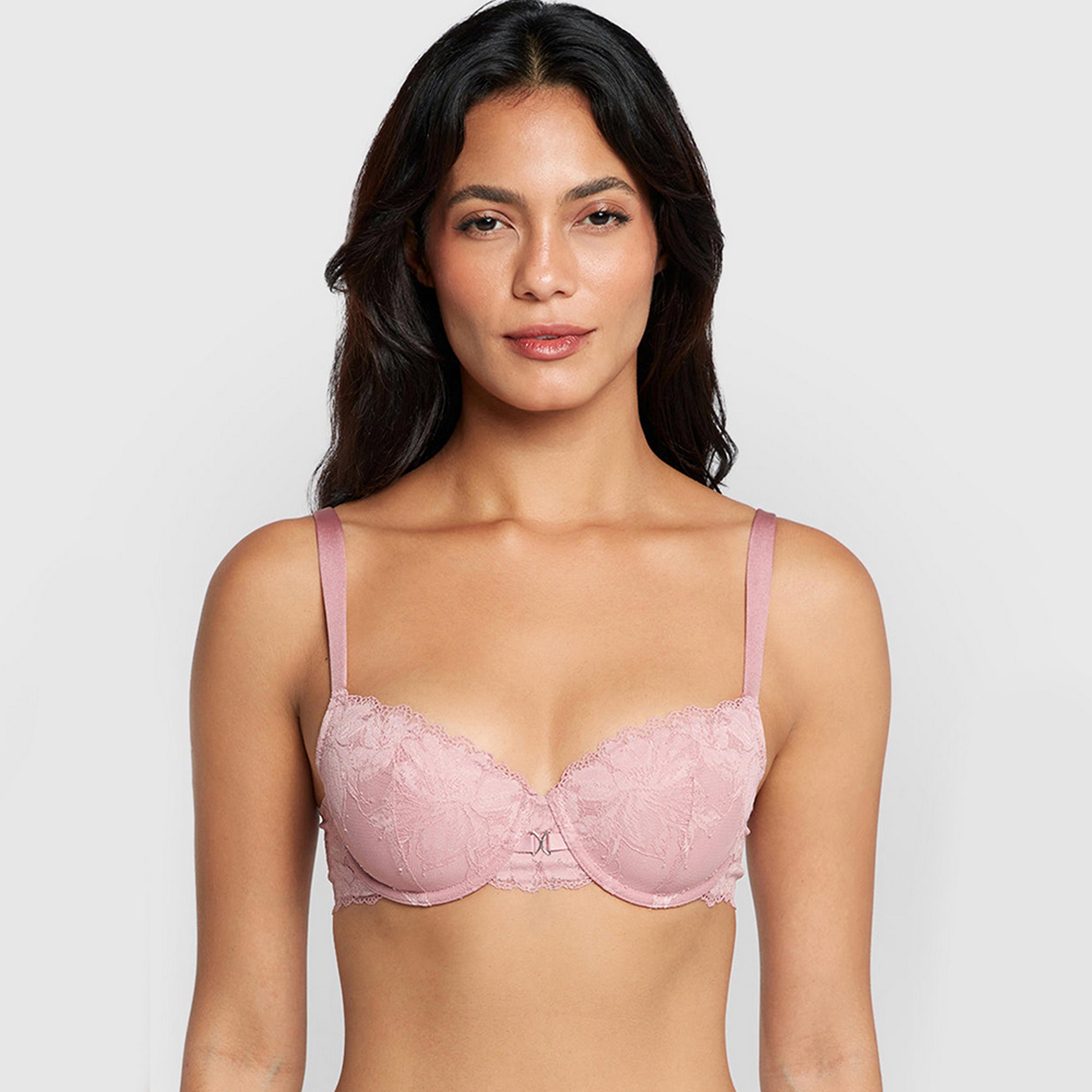 La Senza Obvious Pink Wired Medium Support Lightly Padded Women's Balconette Bra-women-clothing-lingerie-bras-image-1
