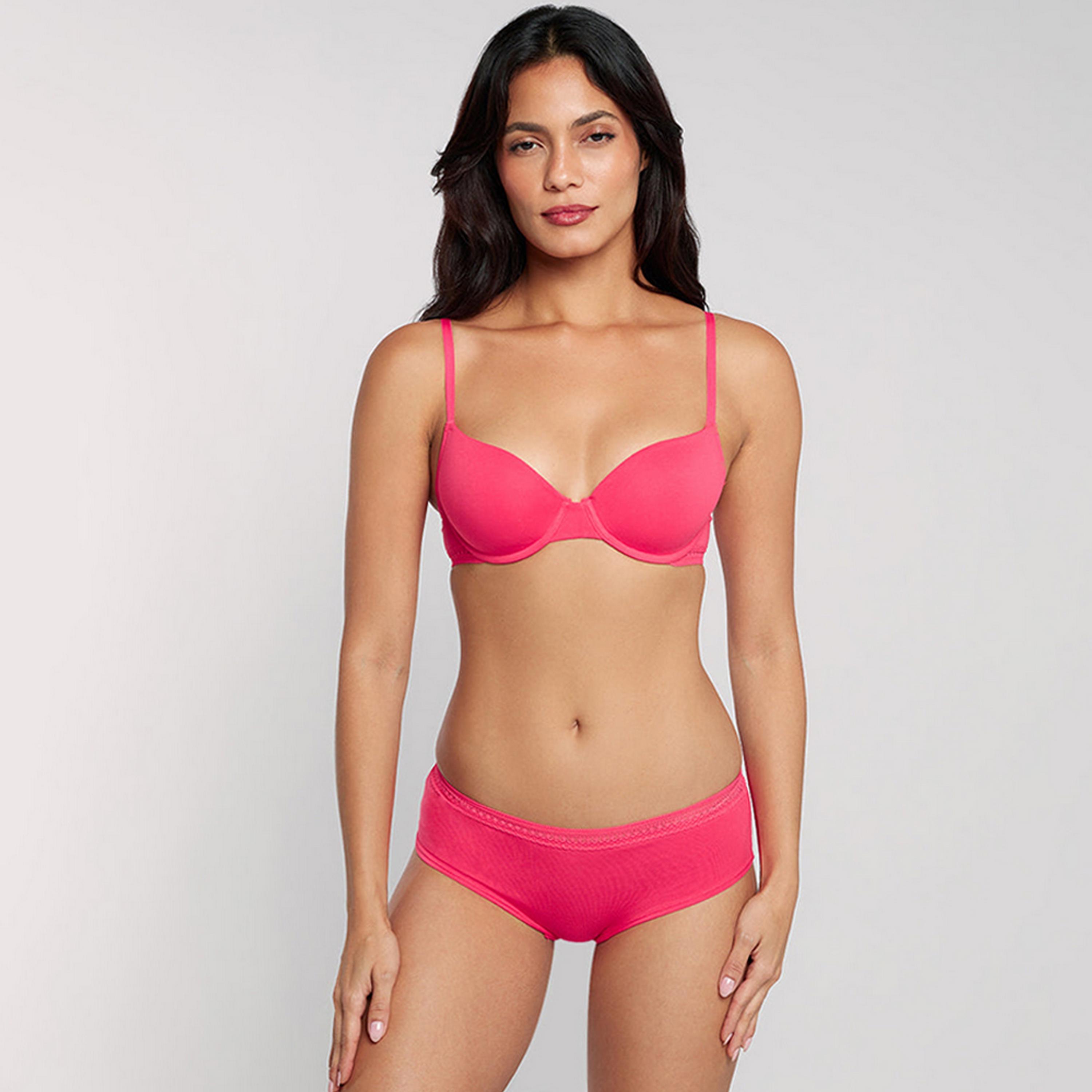 La Senza Remix Cotton Wired Medium Support Lightly Padded Women's Demi Bra-women-clothing-lingerie-bras-image-3