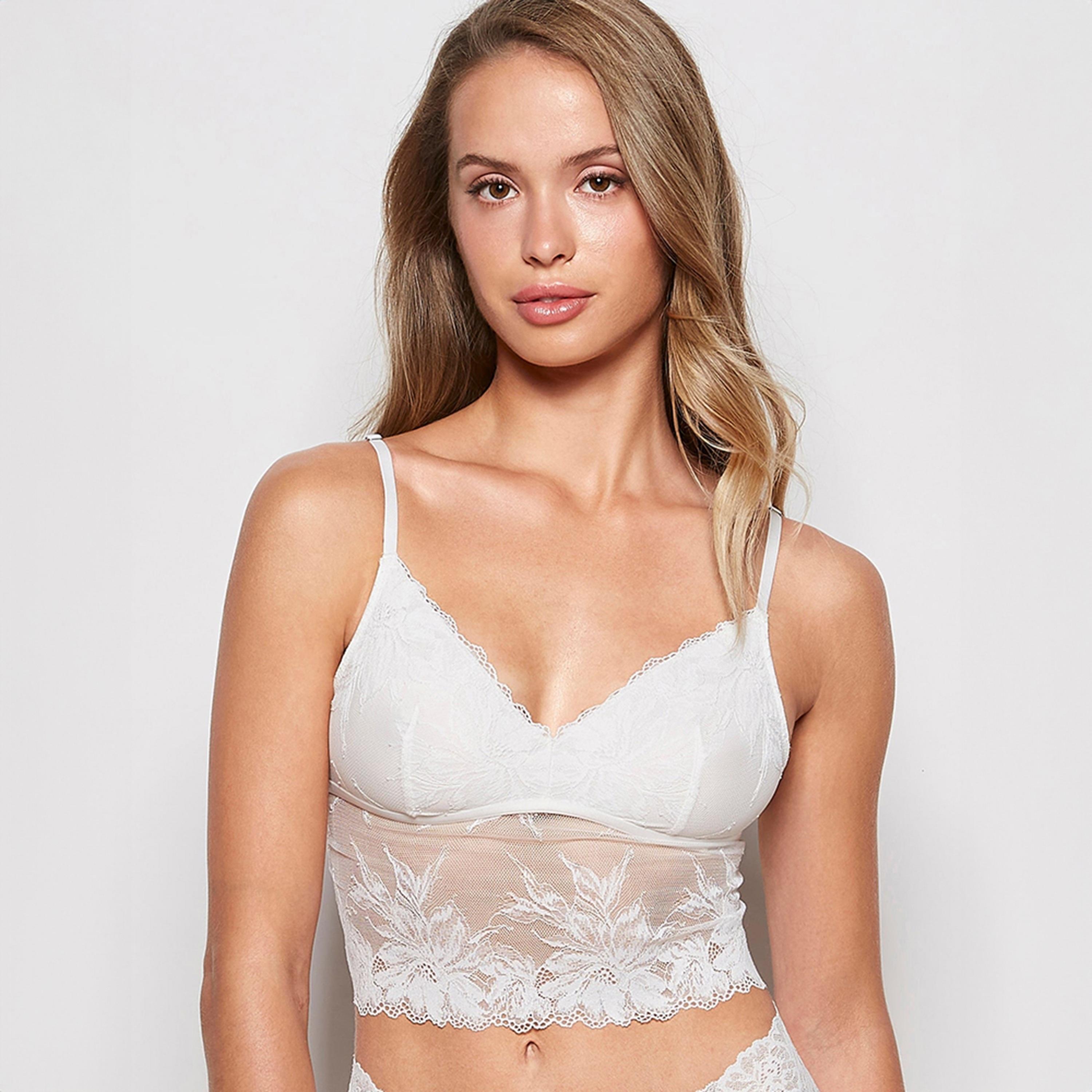 حمالة صدر طويلة نسائية بدون سلك من الدانتيل العاجي من لا سينزا-women-clothing-lingerie-bras-image-1