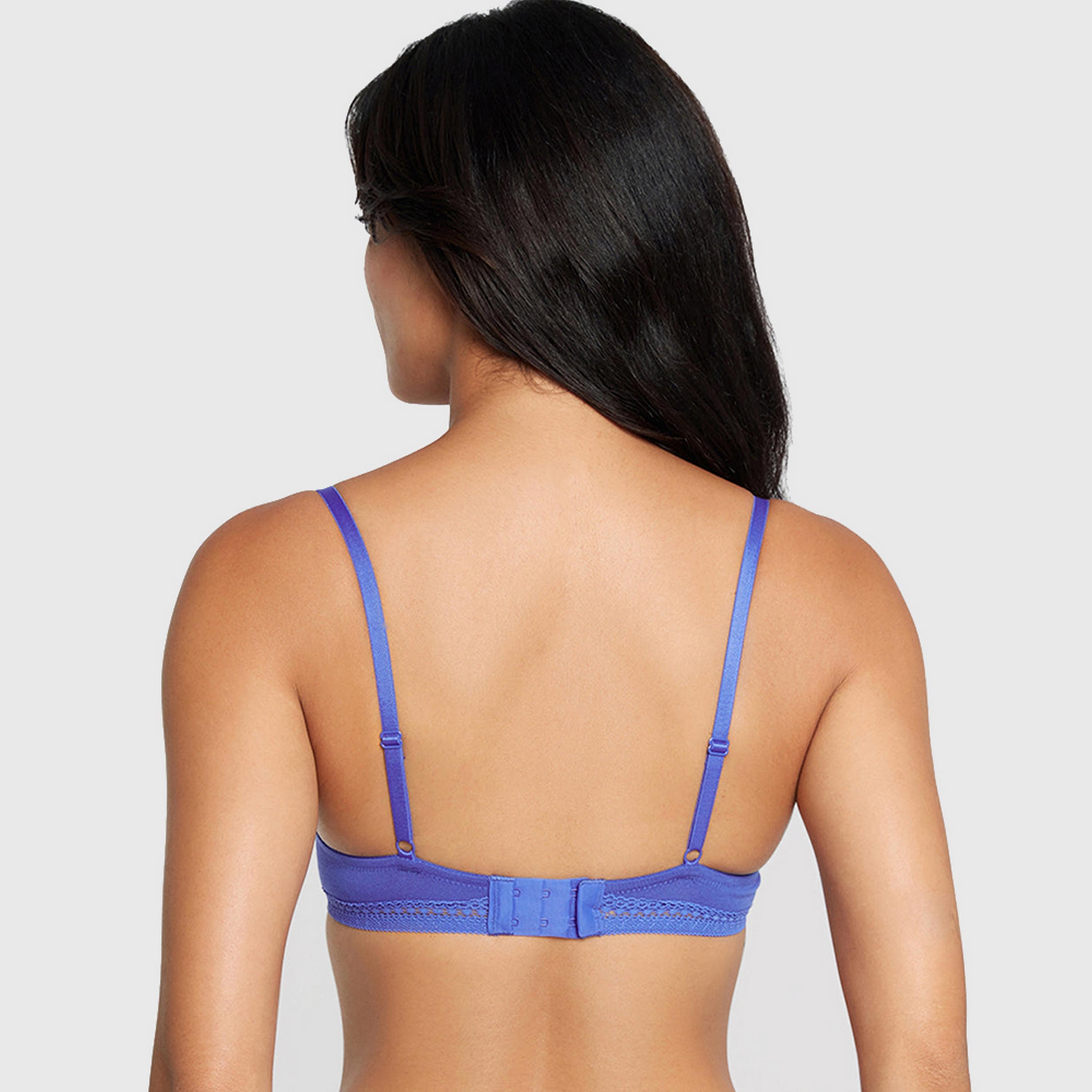 حمالة صدر نسائية بوش أب بأسلاك وداعمة متوسطة ومبطنة، قطن أزرق ريمكس من لا سنزا-women-clothing-lingerie-bras-image-3