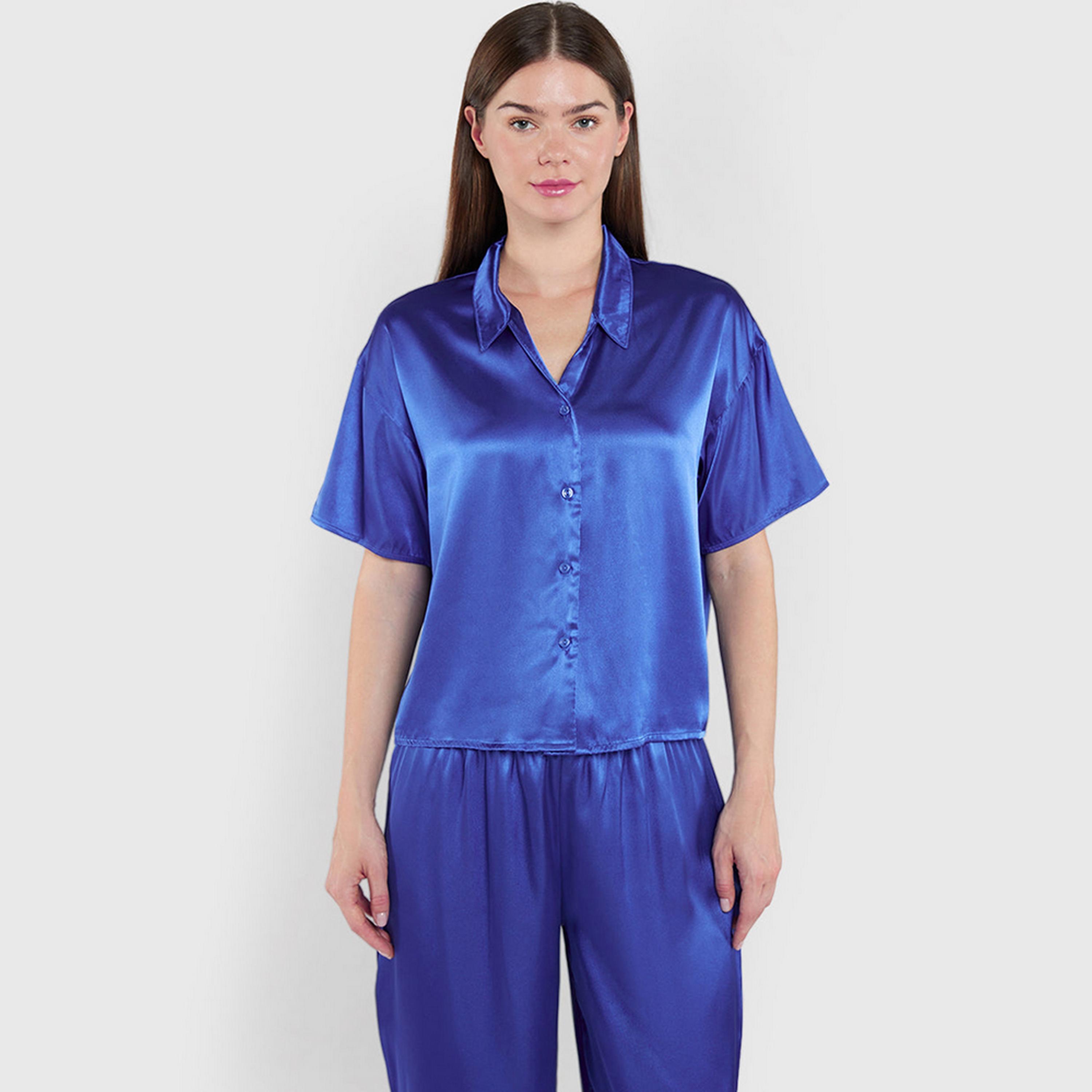 La Senza Collared Short Sleeves Women's Sleep Shirt-women-clothing-nightwear-pyjamas-tops-image-1