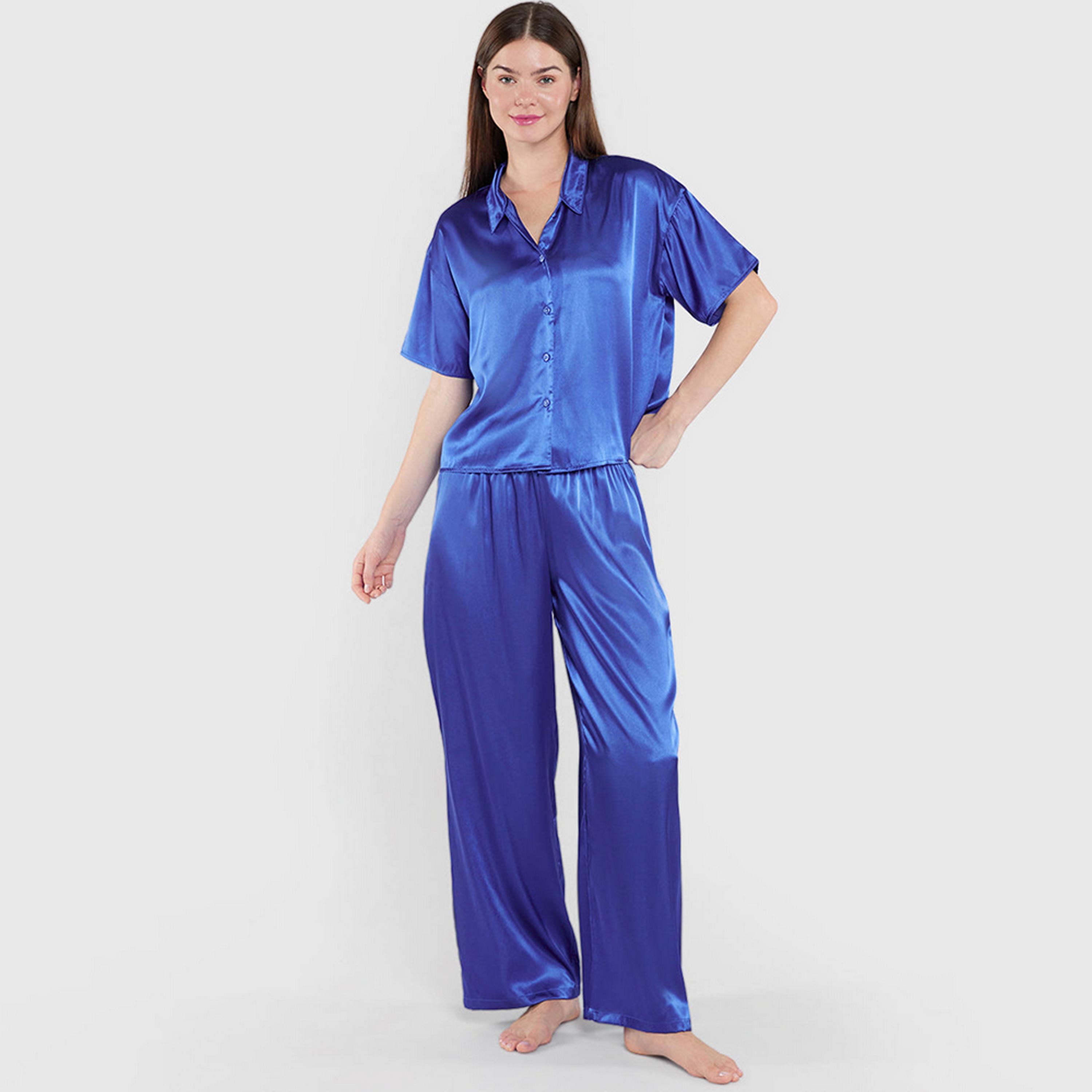 La Senza Collared Short Sleeves Women's Sleep Shirt-women-clothing-nightwear-pyjamas-tops-image-3