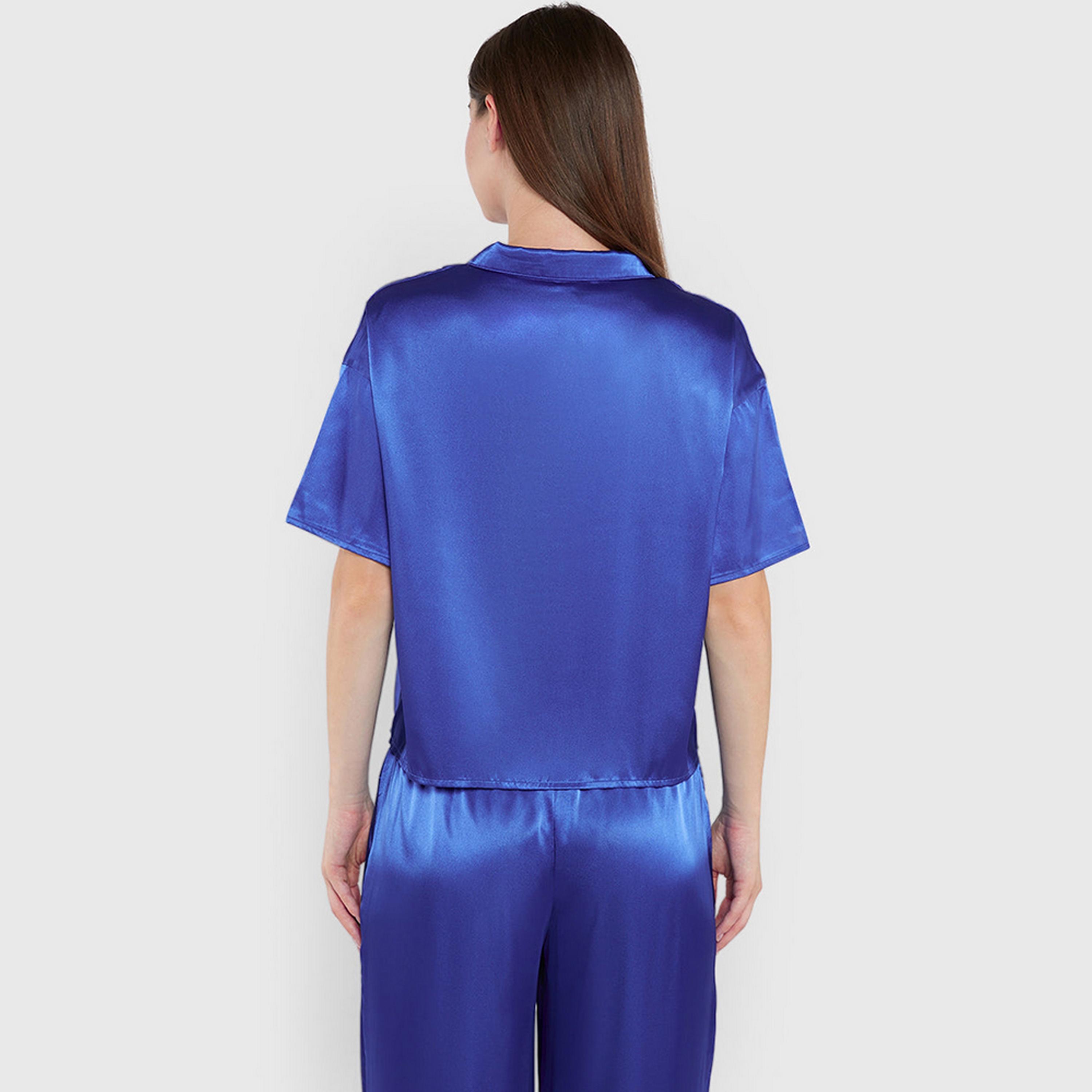 La Senza Collared Short Sleeves Women's Sleep Shirt-women-clothing-nightwear-pyjamas-tops-image-4