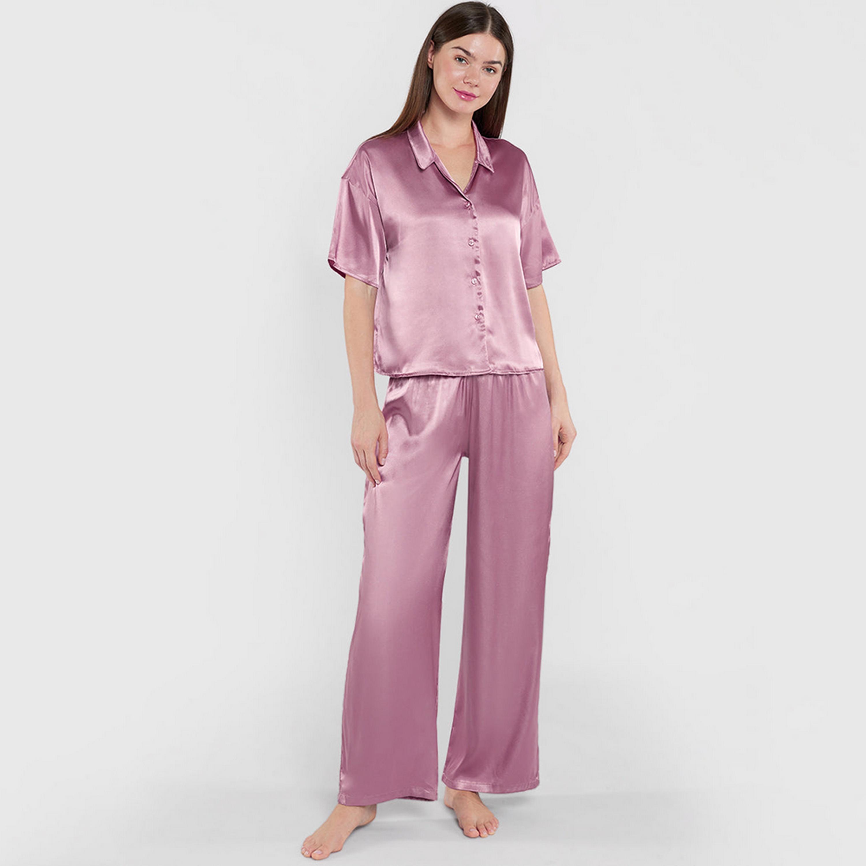 La Senza Collared Short Sleeves Women's Sleep Shirt-women-clothing-nightwear-pyjamas-tops-image-7