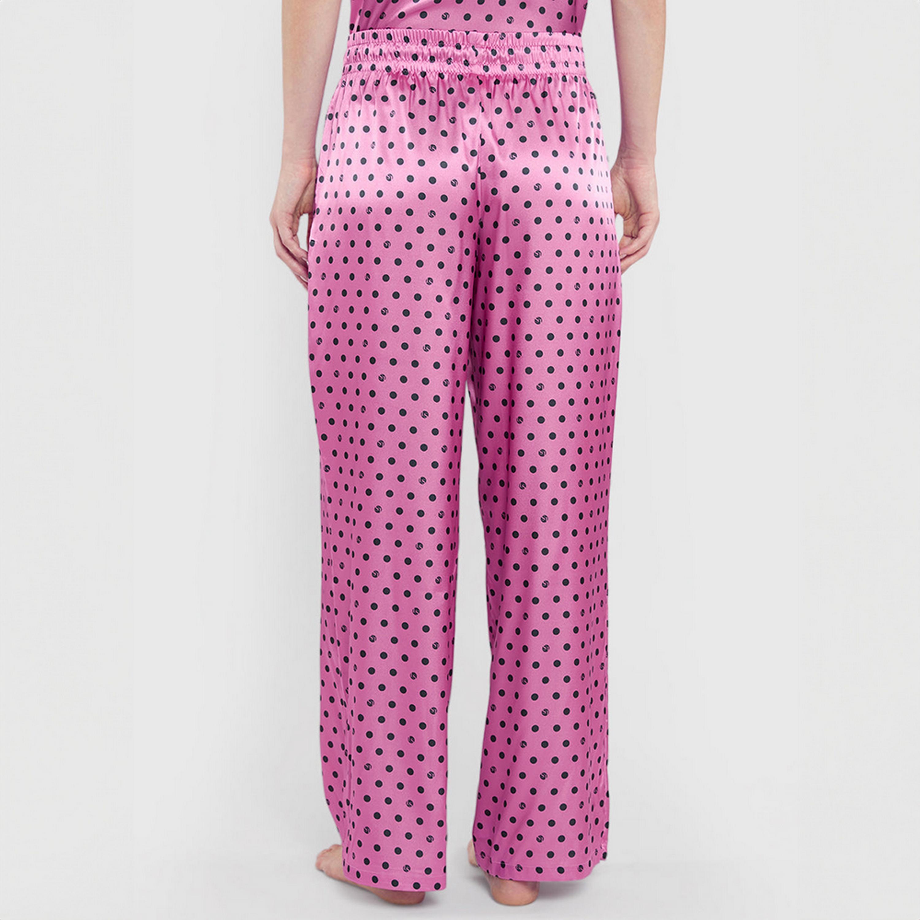 بيجامة نسائية بخصر مرتفع ورباط ومنقطة من لا سنزا-women-clothing-nightwear-pyjamas-bottoms-image-3