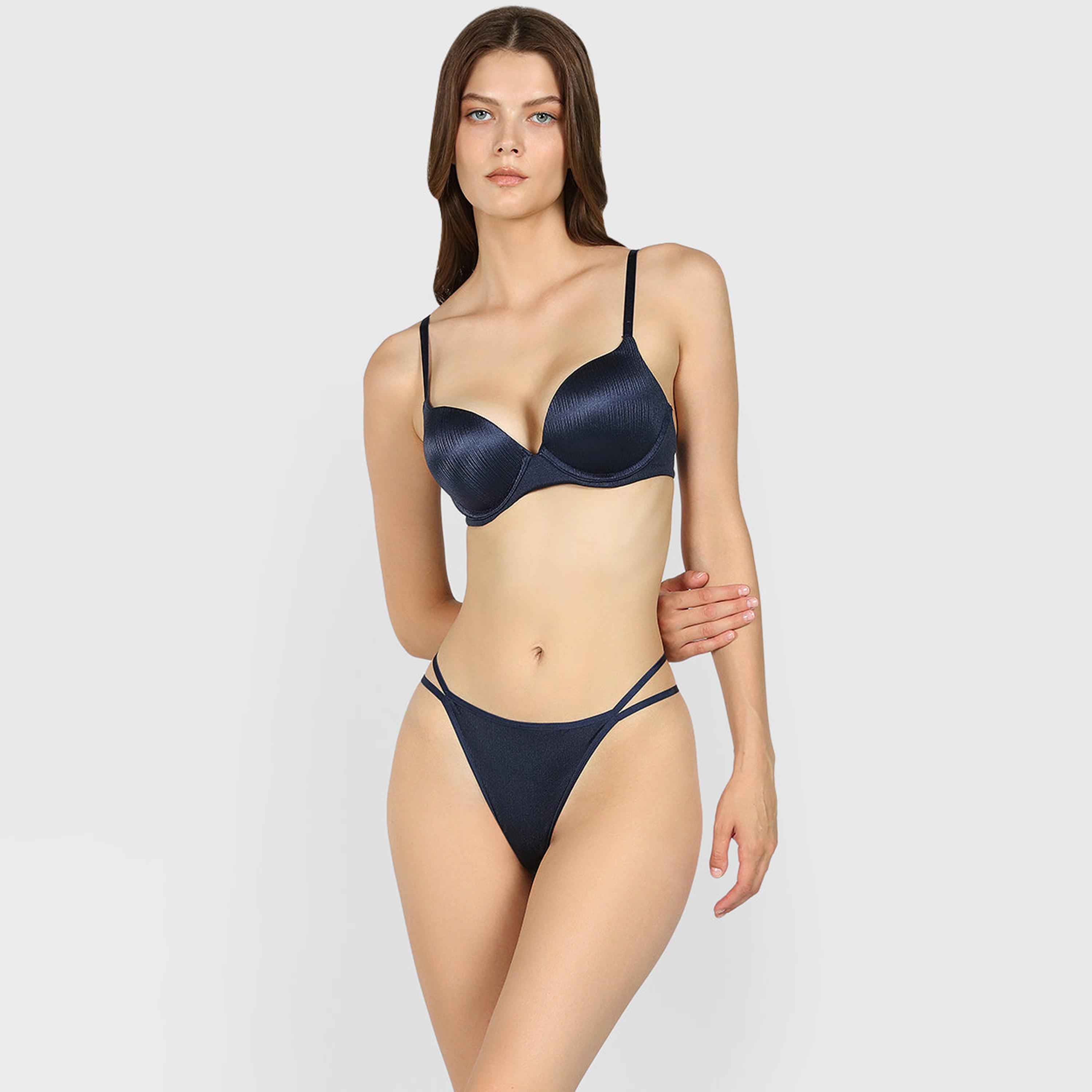 ملابس داخلية نسائية سترينغ تغطية منخفضة مايكرو أزرق داكن ديفا من لا سينزا-women-clothing-lingerie-panties-image-2