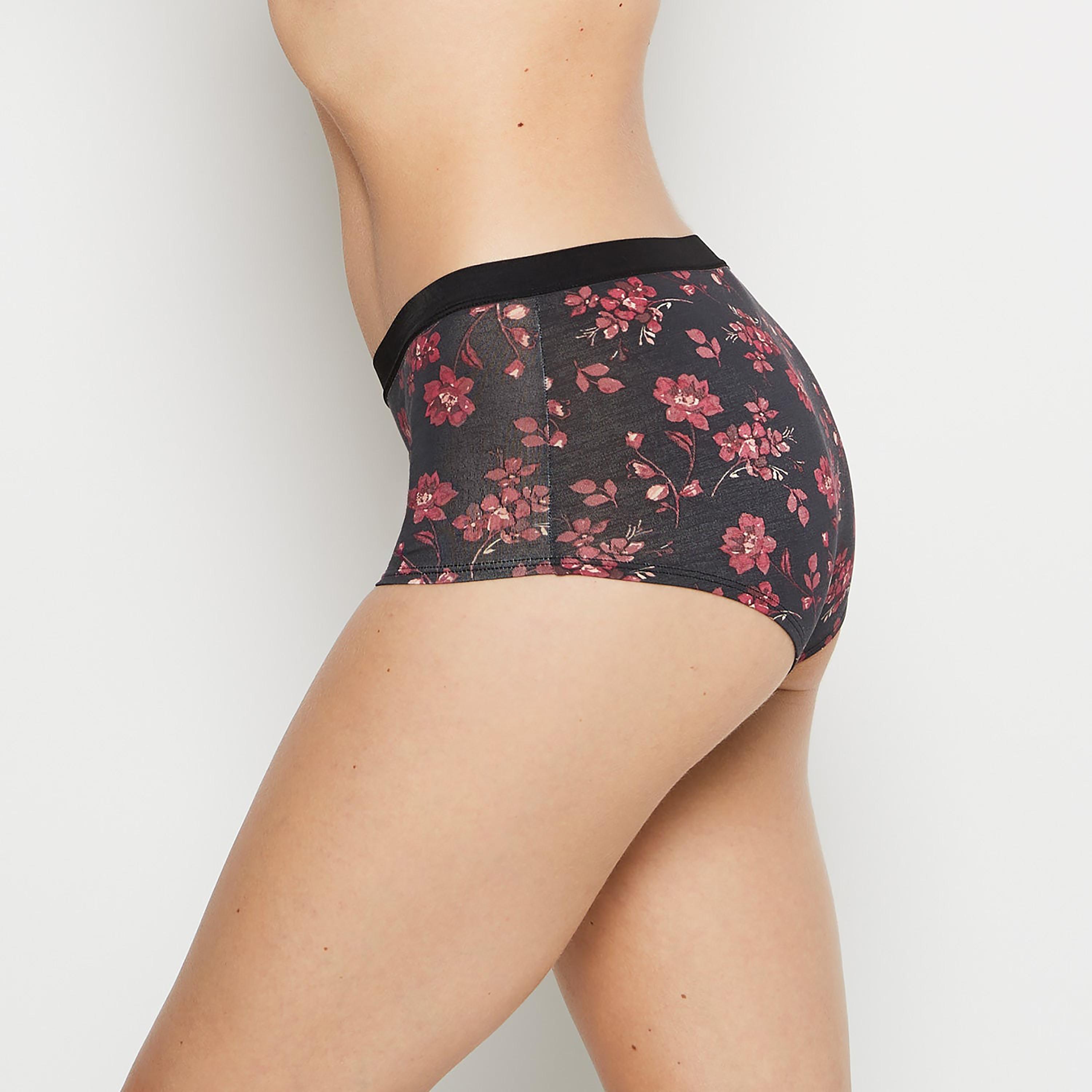 La Senza Trendy Ultrasoft Black Floral Full Coverage Women's Boyshort Panties-women-clothing-lingerie-panties-image-2