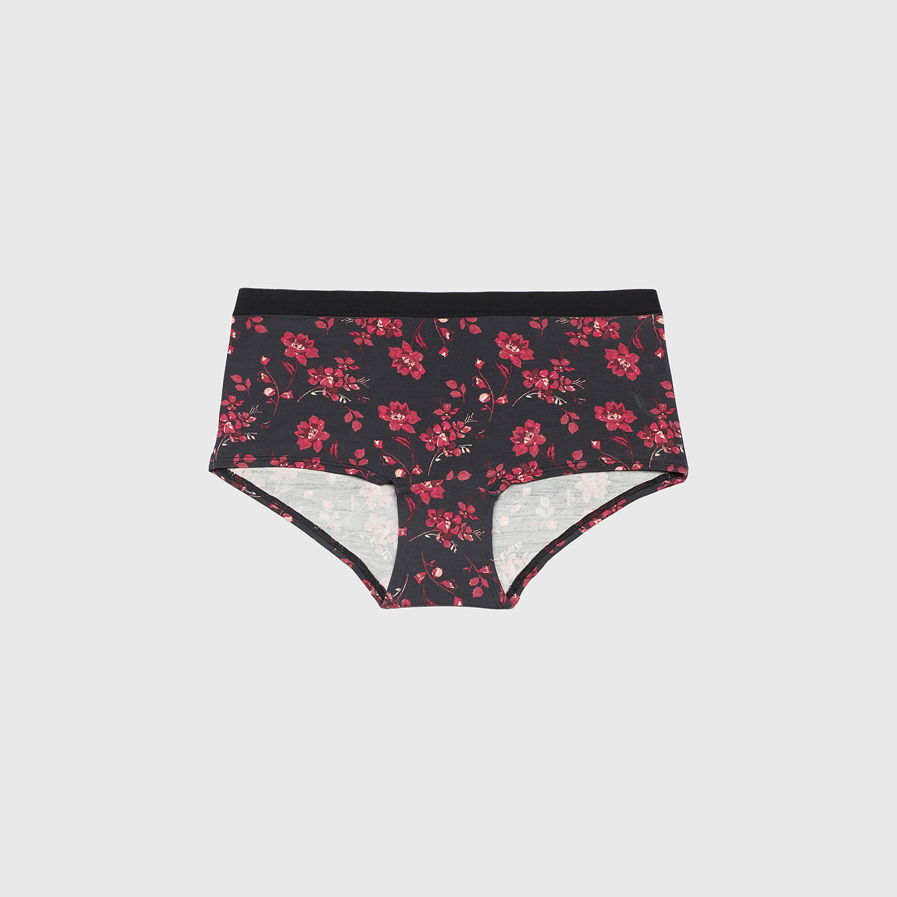 ملابس داخلية نسائية بوي شورت تغطية كاملة بزهور سوداء ألترا سوفت تريندي من لا سينزا-women-clothing-lingerie-panties-image-4